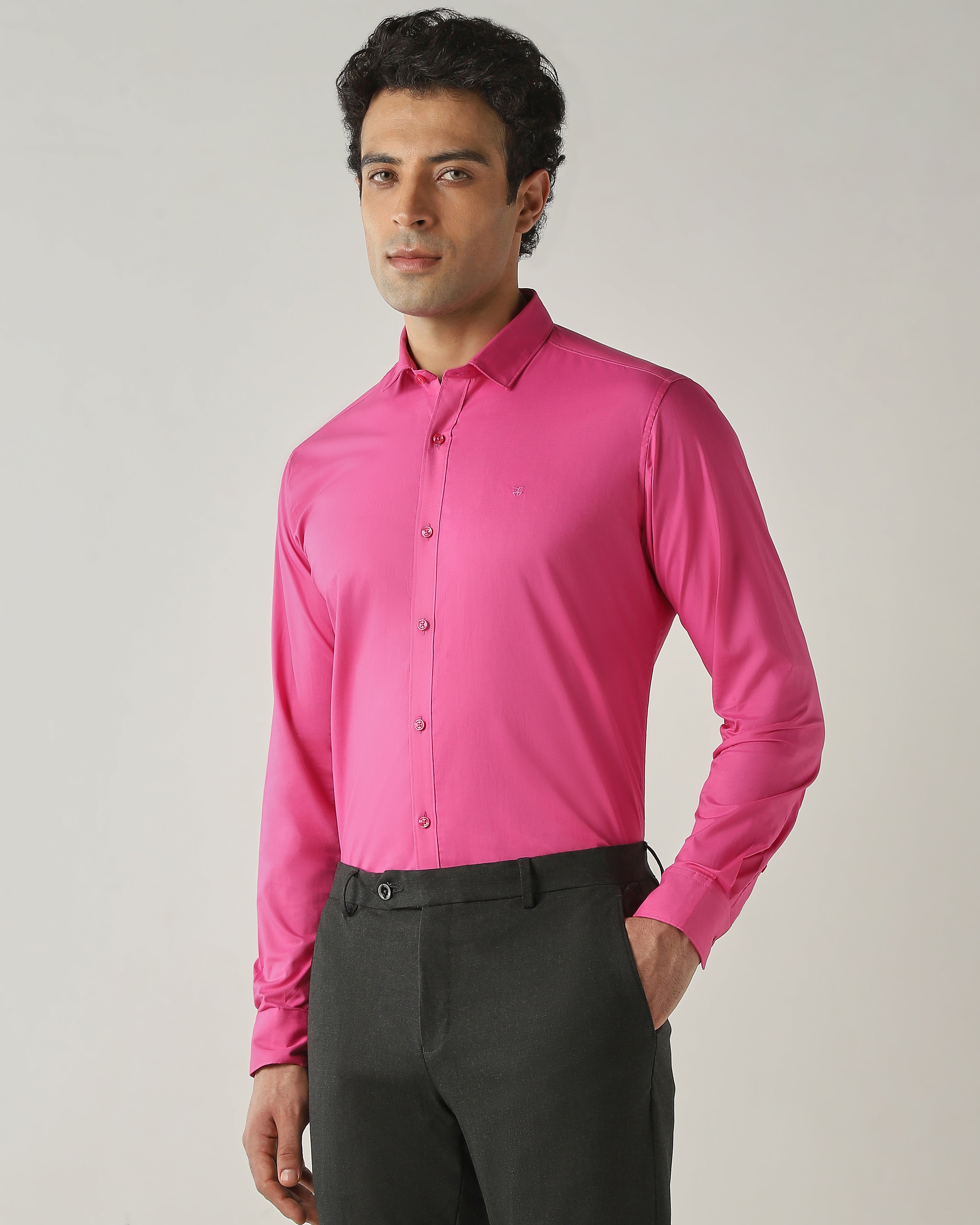 Shirt Majenta Slim Fit 100% Cotton
