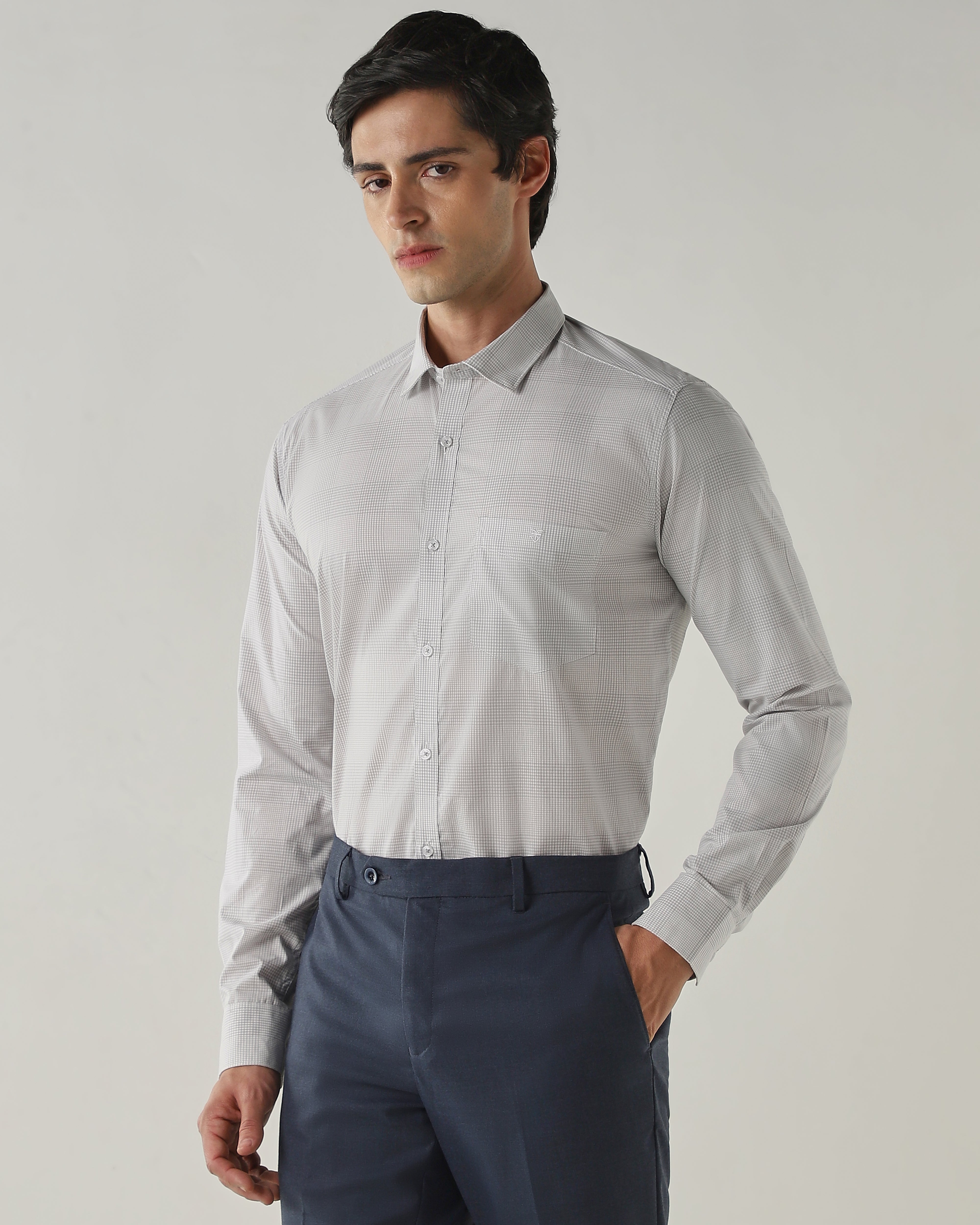 Slim Fit Shirt Light Grey/White
