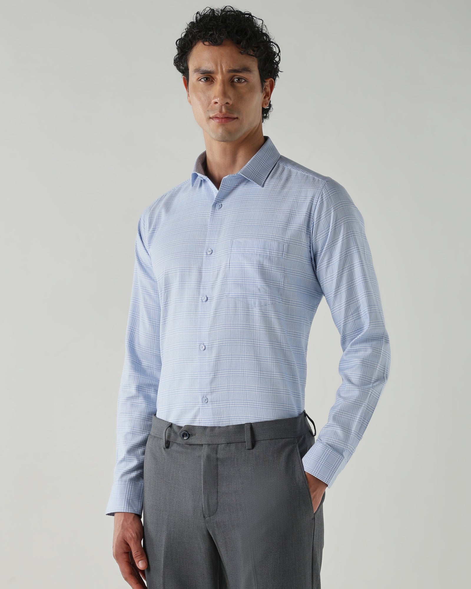 Men Slim Fit Shirts Blue