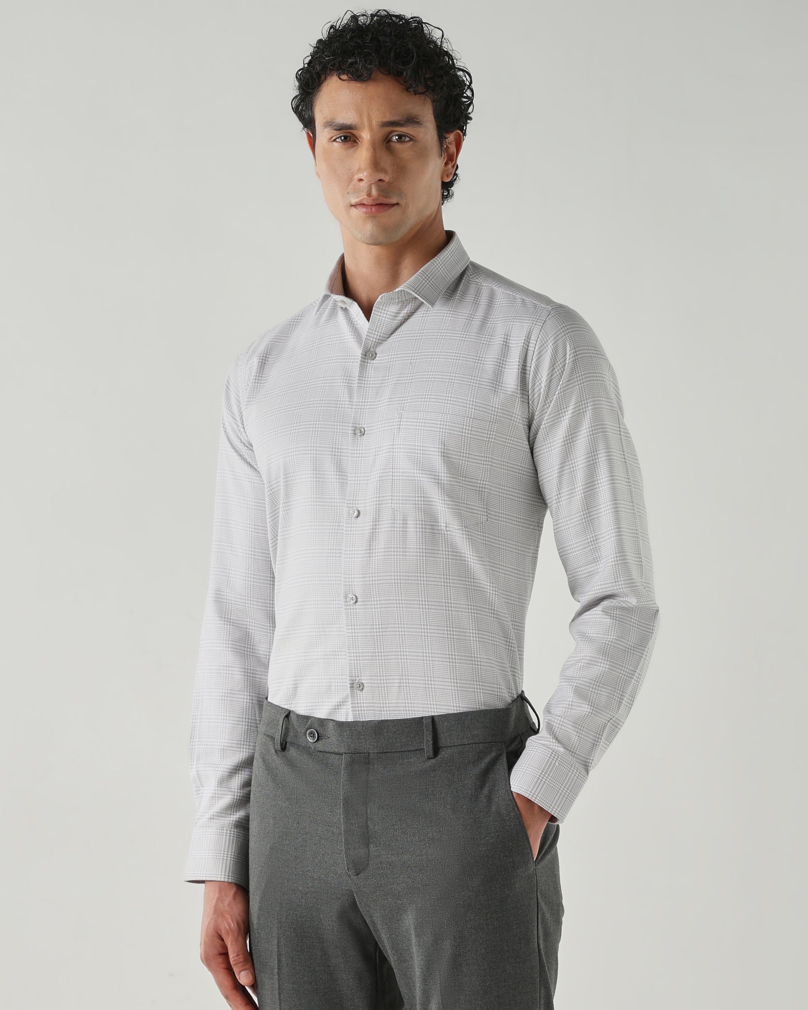 Men Slim Fit Shirts Grey