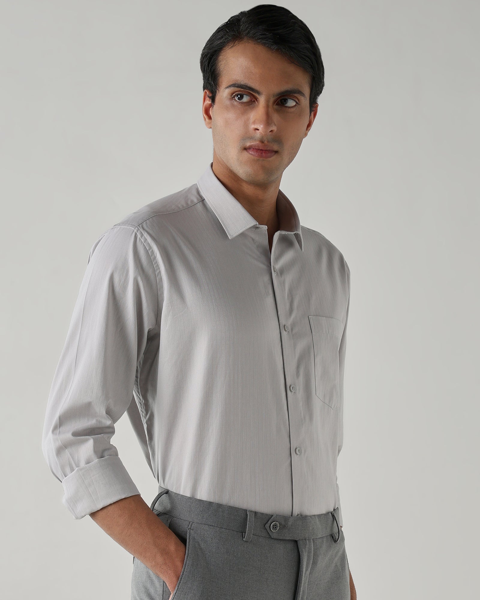 Men Regular Fit Shirt Light Grey