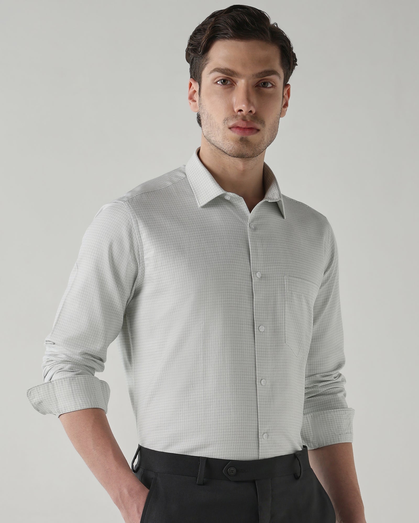 Men Regular Fit Shirt Grey