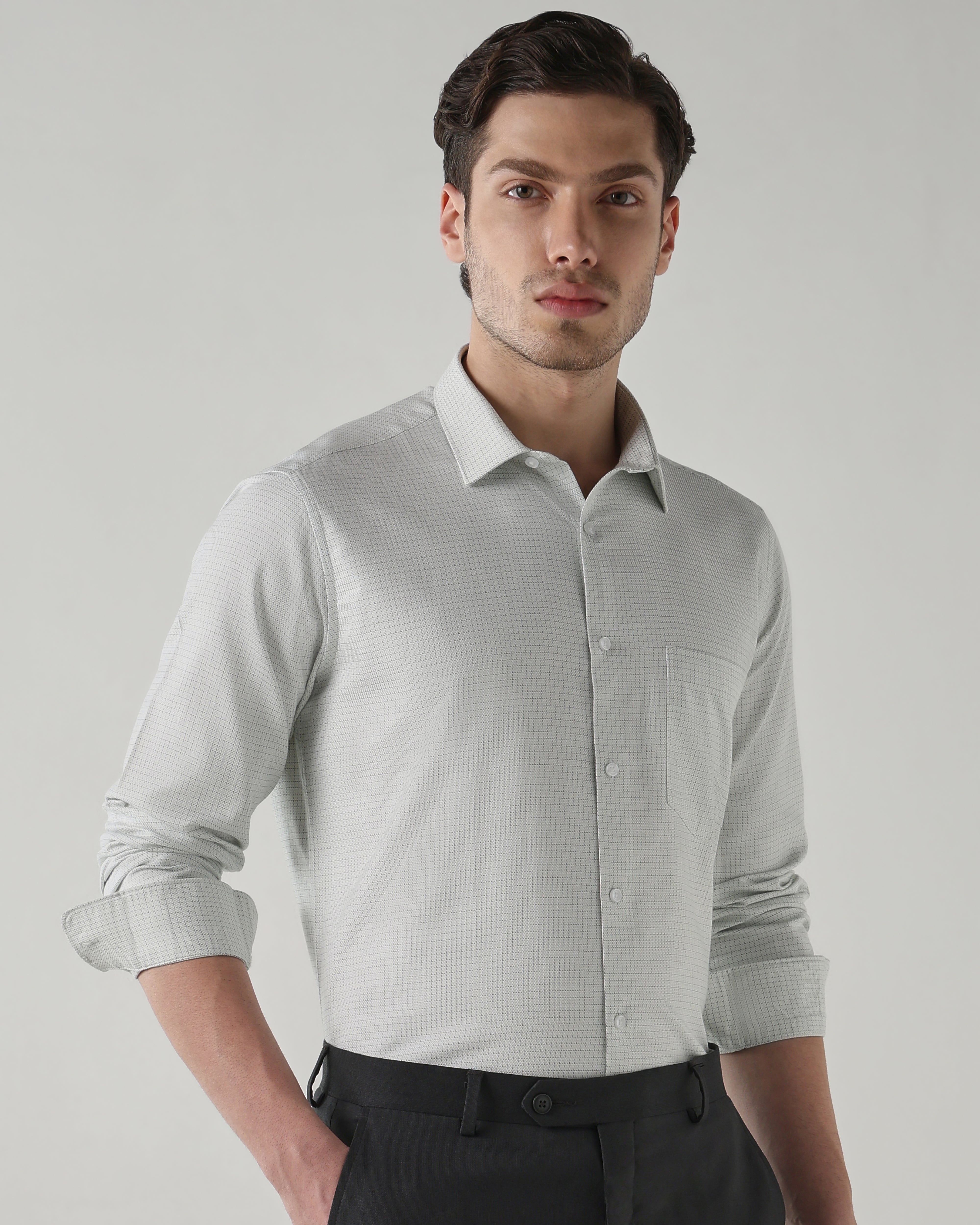 Men Regular Fit Shirt Grey