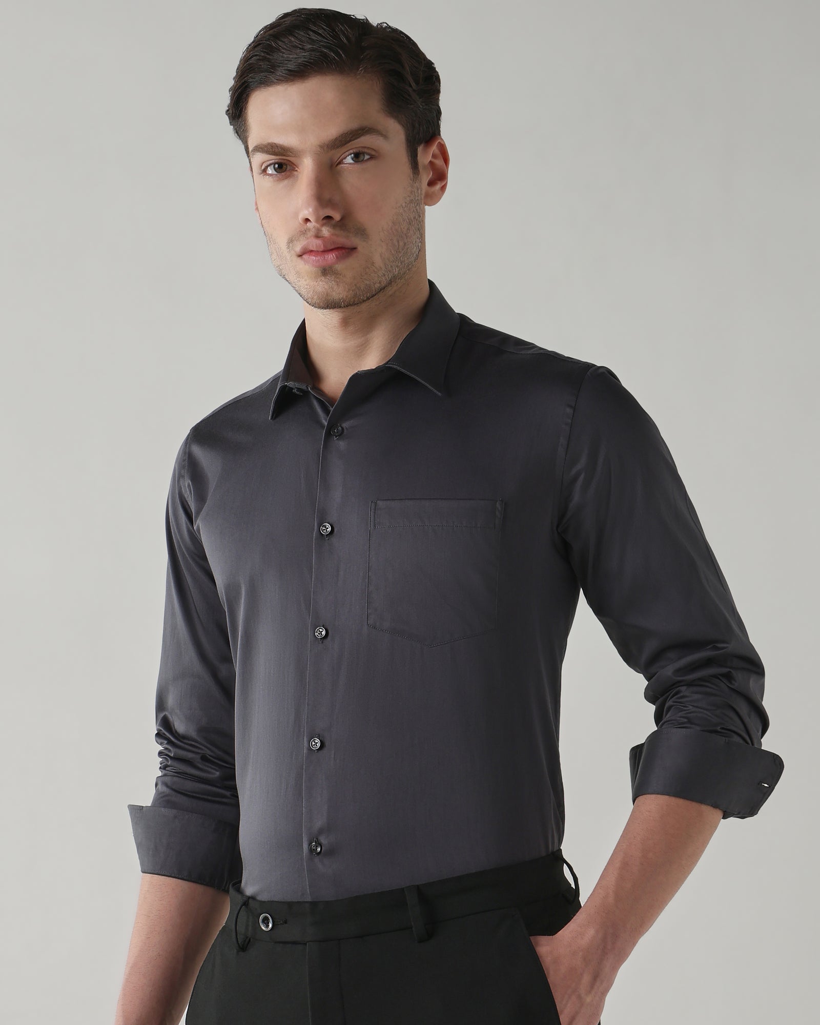 Men Slim Fit Shirt Black