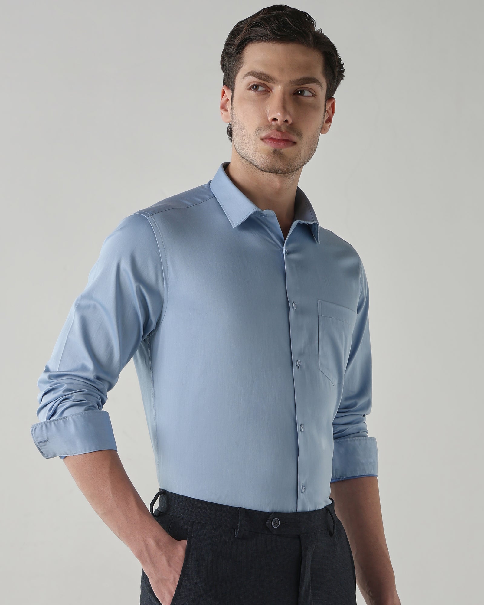 Men Slim Fit Shirt Sky Blue