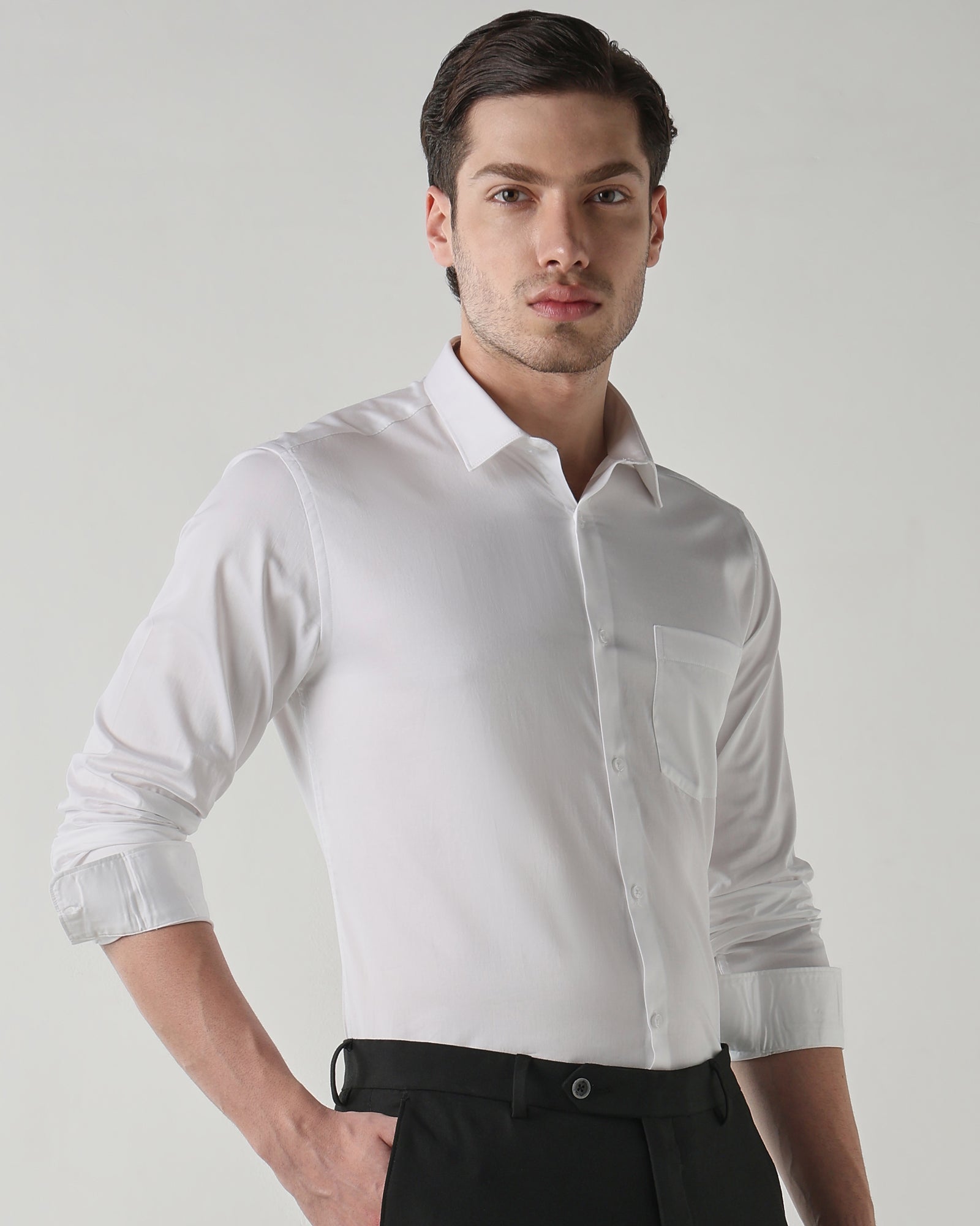 Men Slim Fit Shirt White