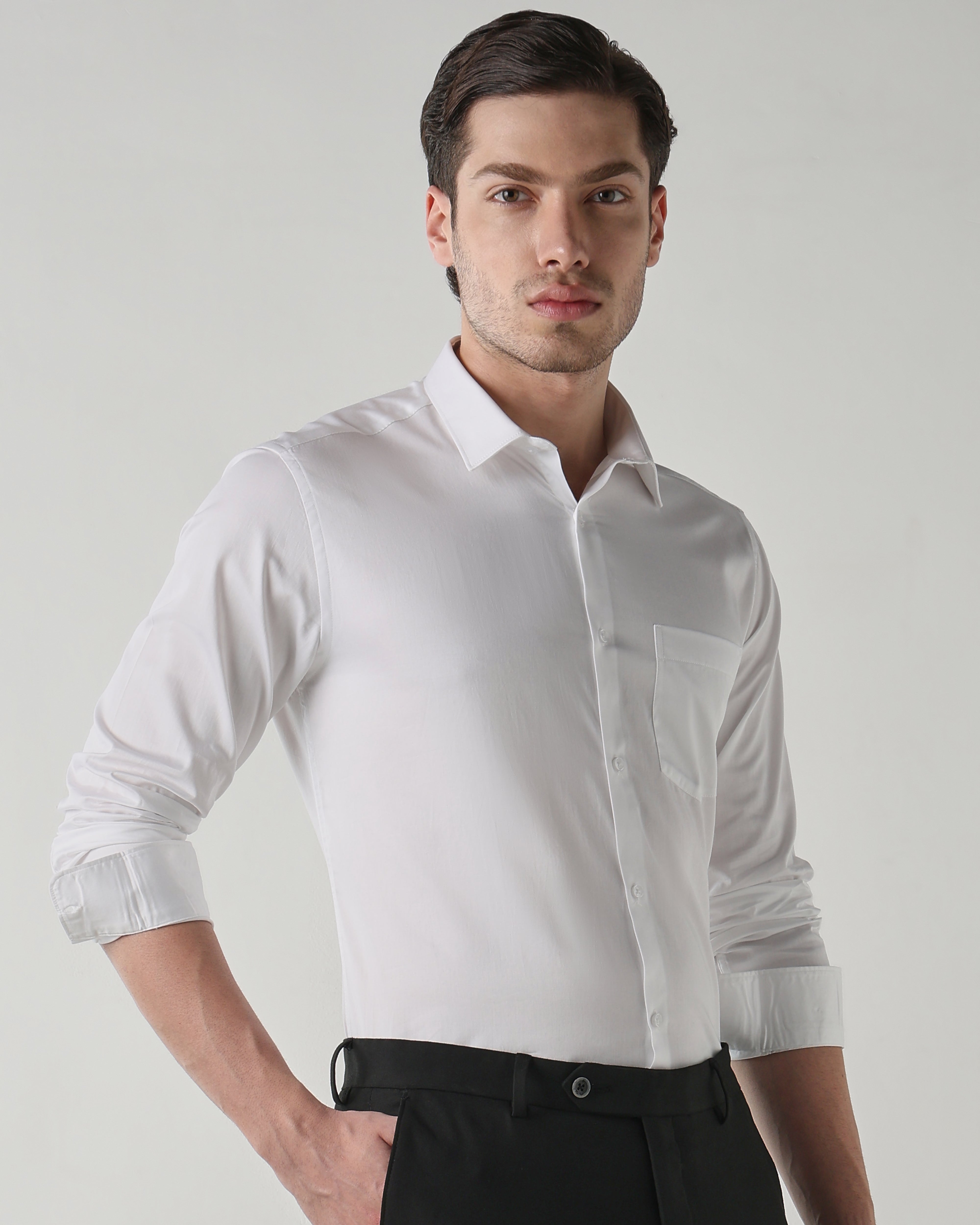 Men Slim Fit Shirt White