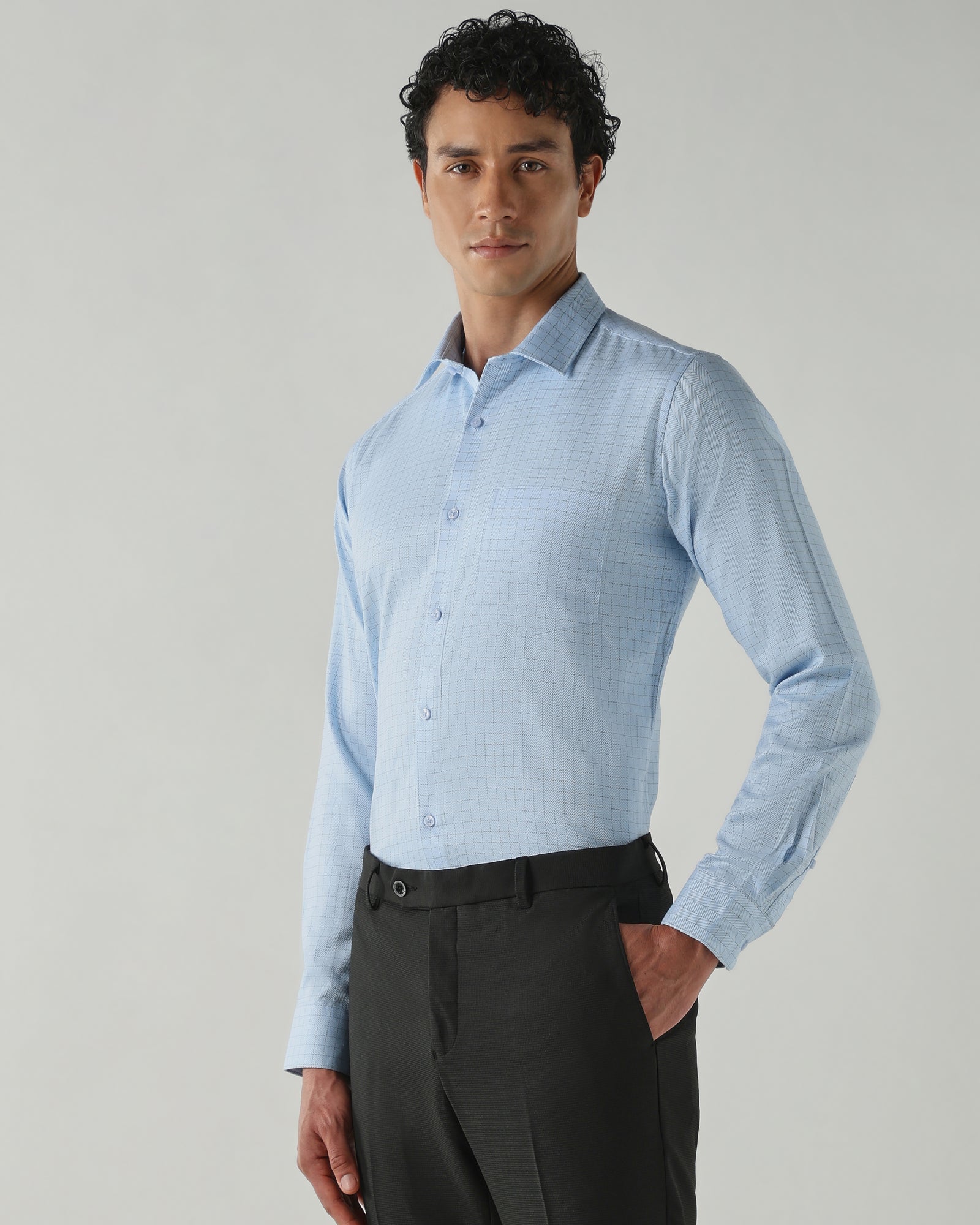 Men Slim Fit Shirts Blue