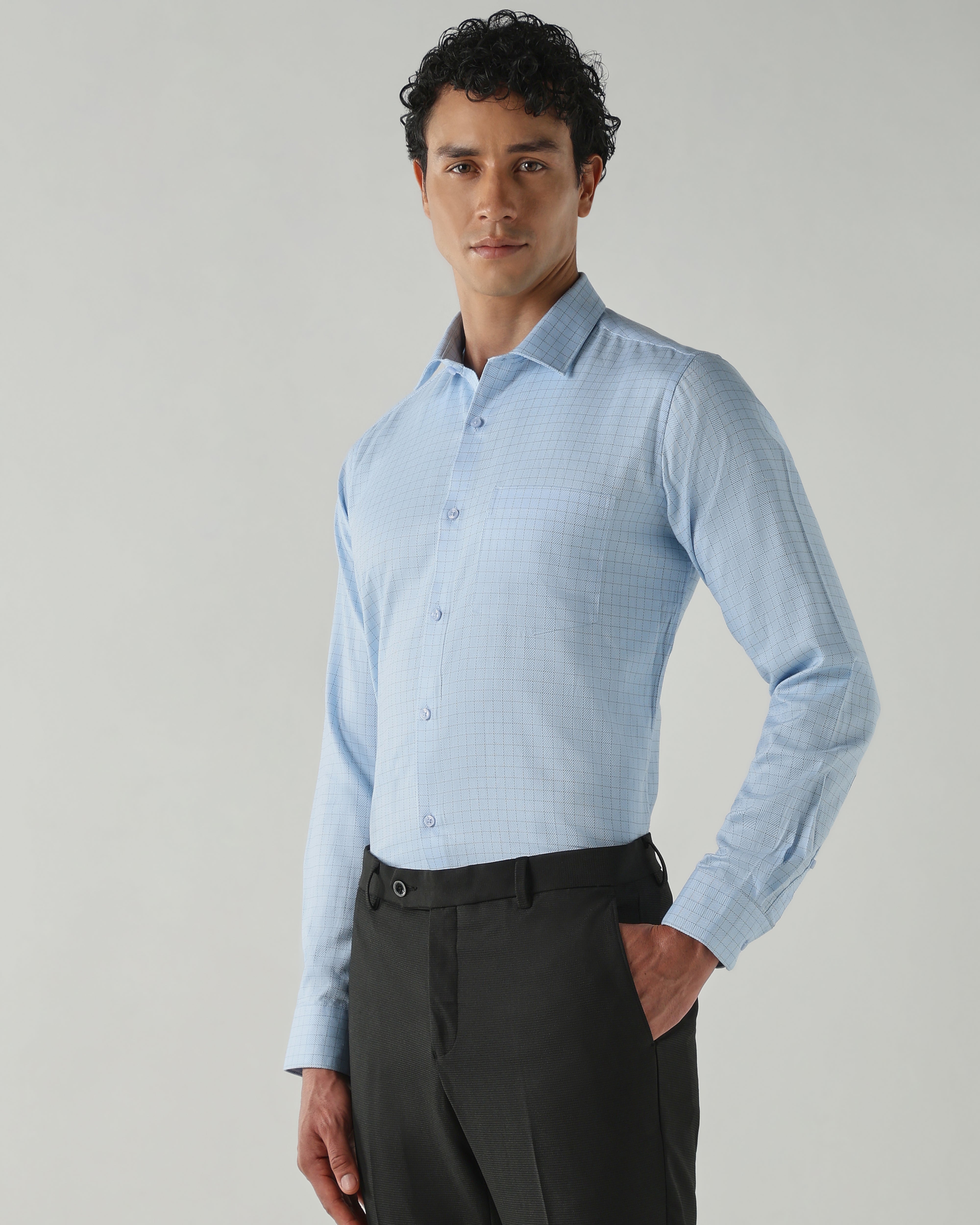 Men Slim Fit Shirts Blue