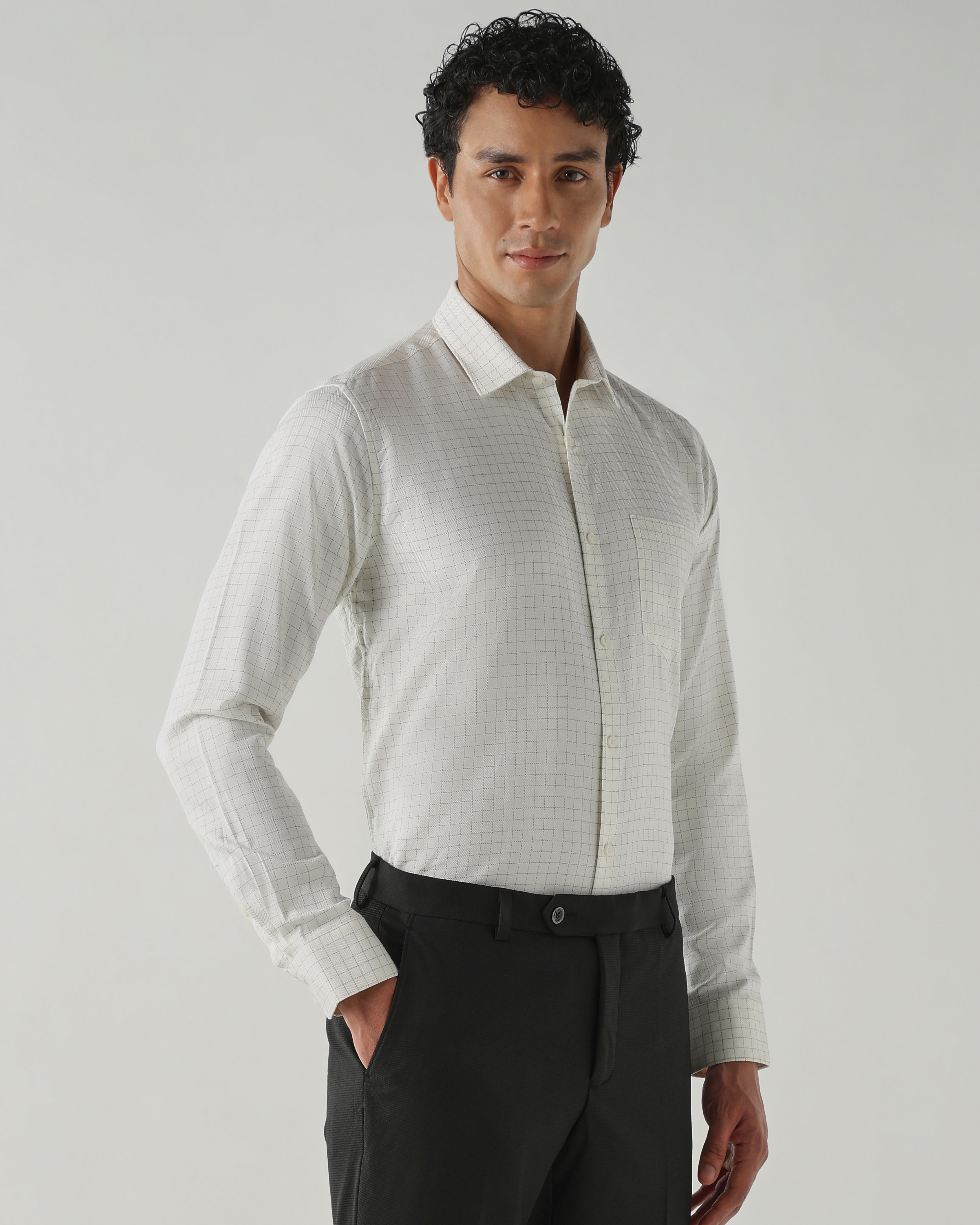 Men Slim Fit Shirts Cream