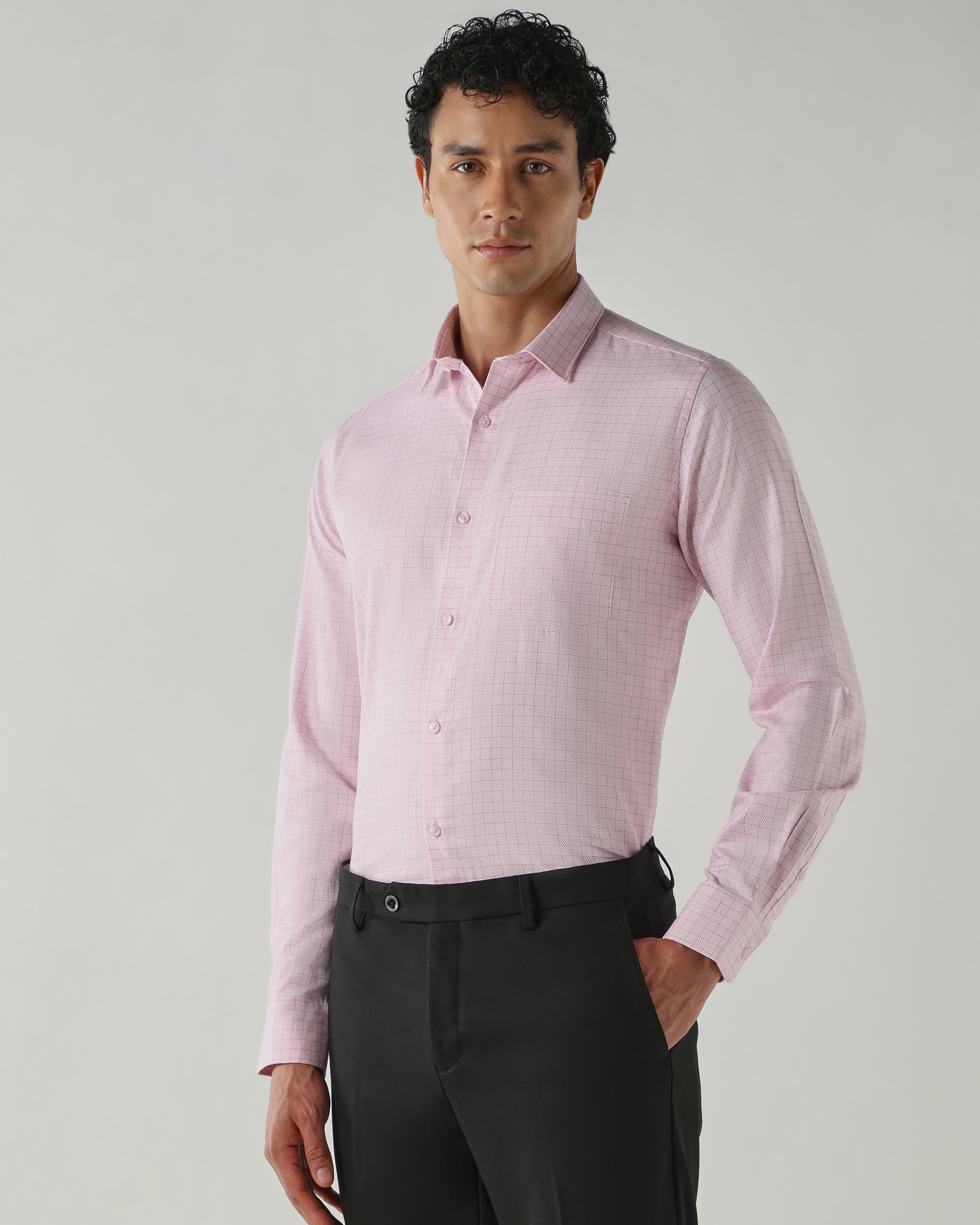 Men Slim Fit Shirts Pink