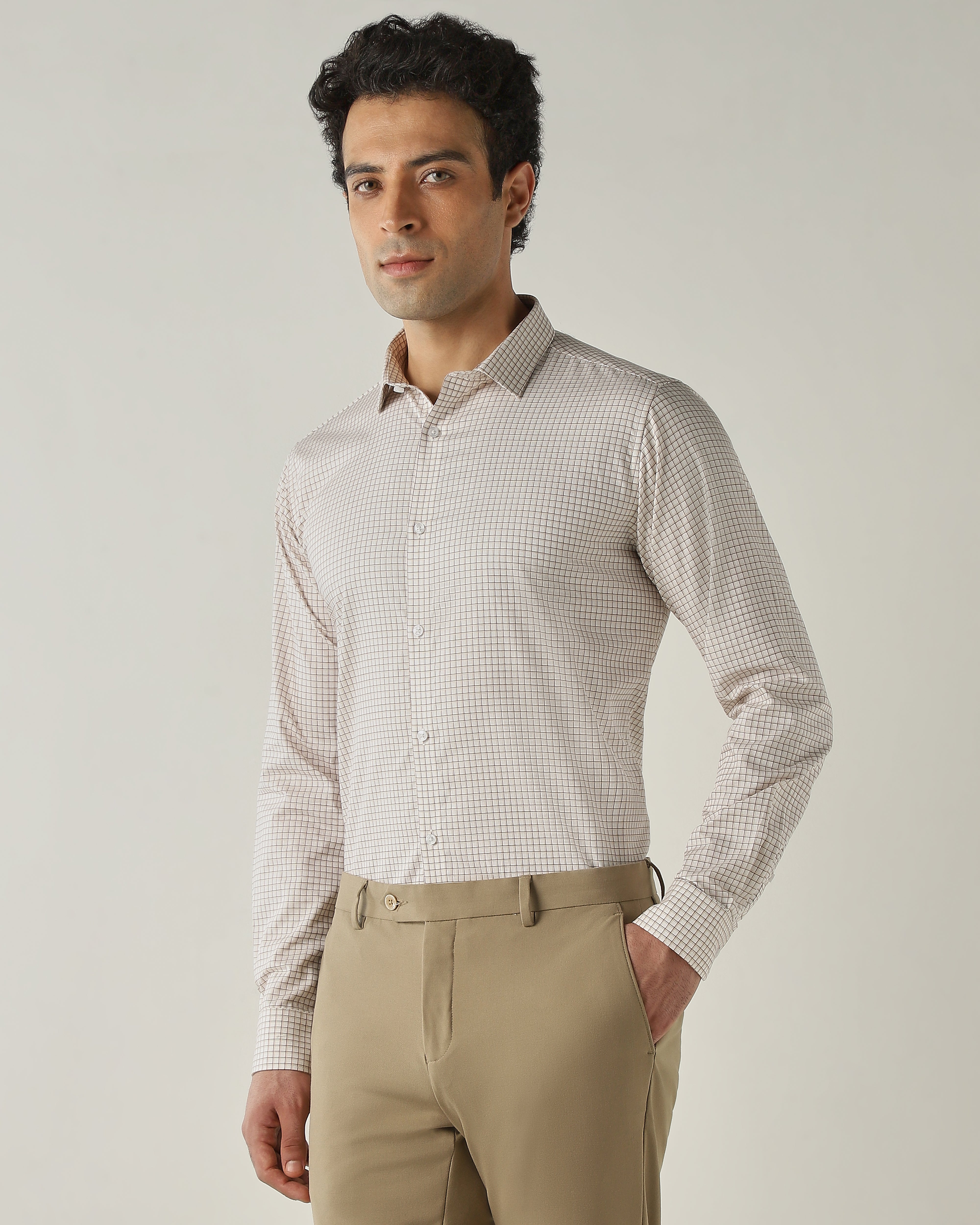 Shirt Beige Slim Fit 100% Cotton