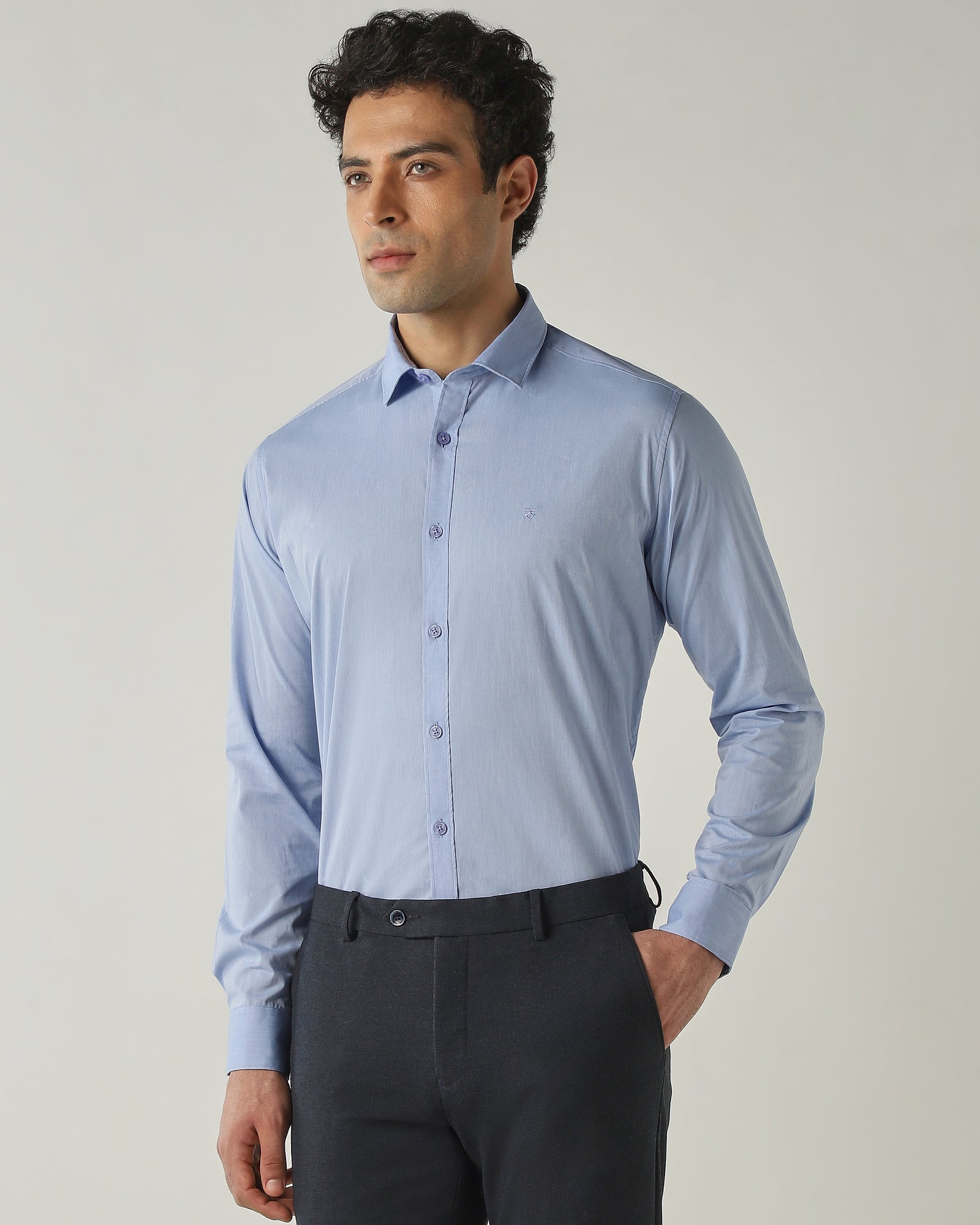 Shirt Sky Blue Slim Fit 100% Cotton