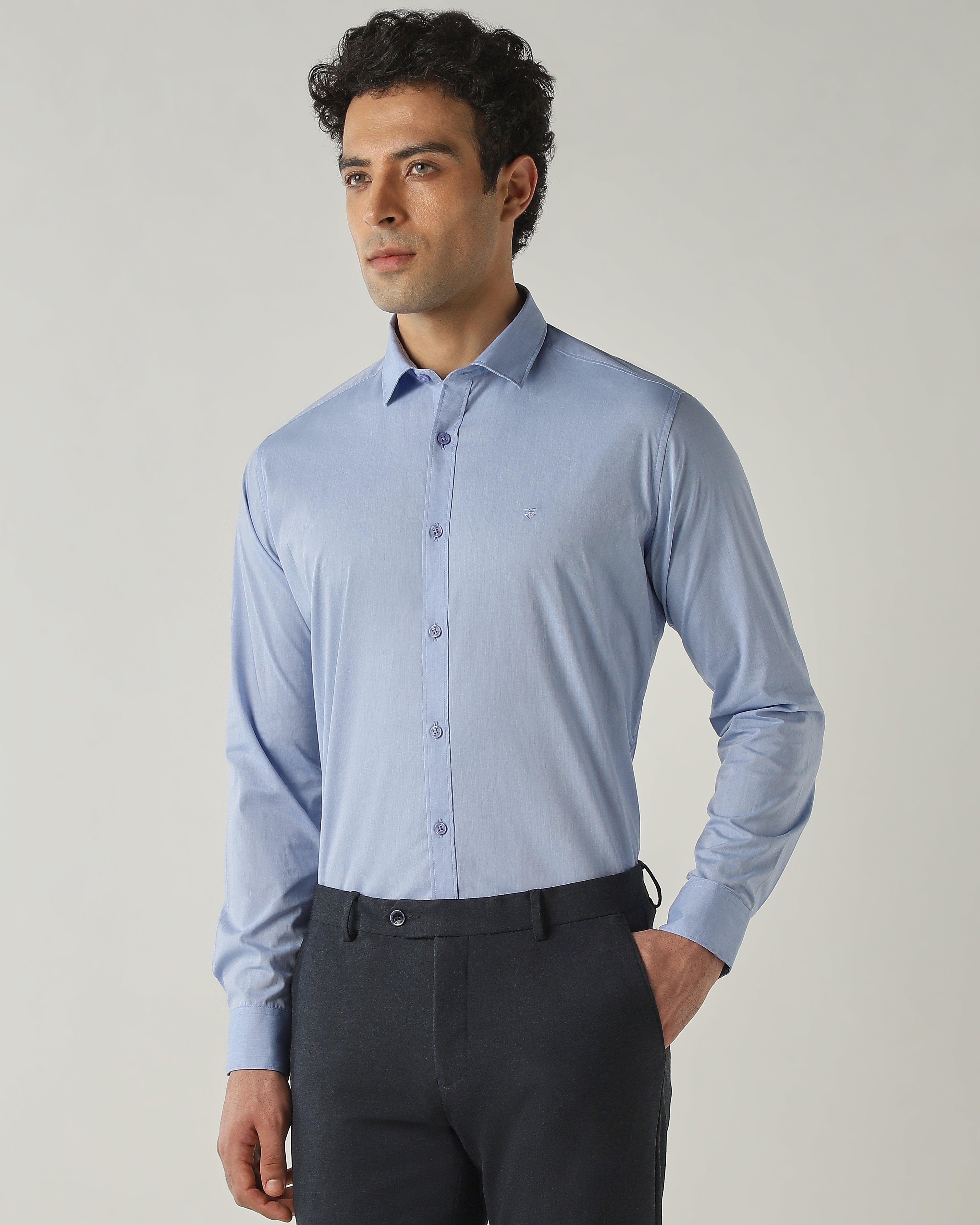 Shirt Sky Blue Slim Fit 100% Cotton