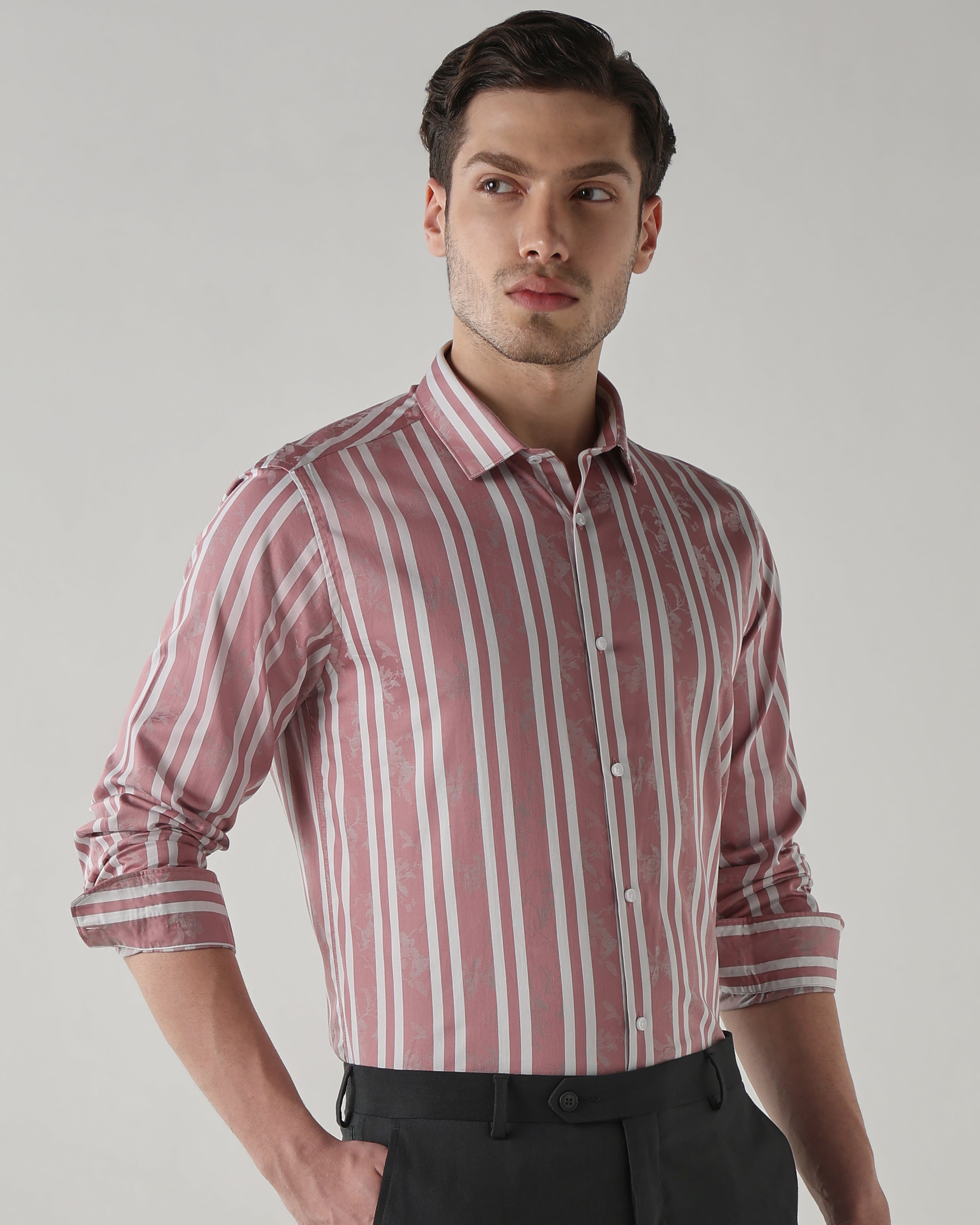 Men Regular Fit Shirt Pink