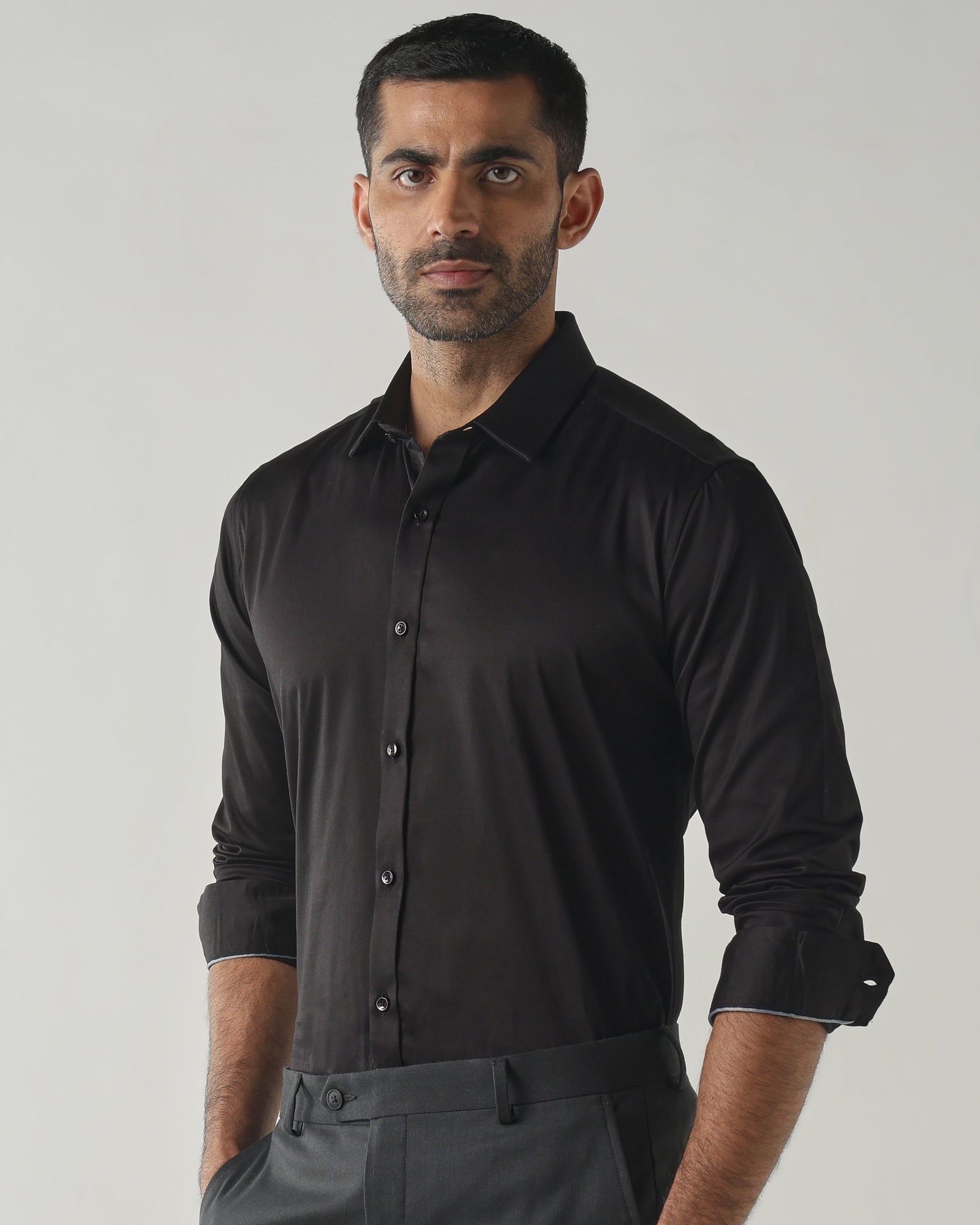 Black Slim fit Fashion Formal Shirts