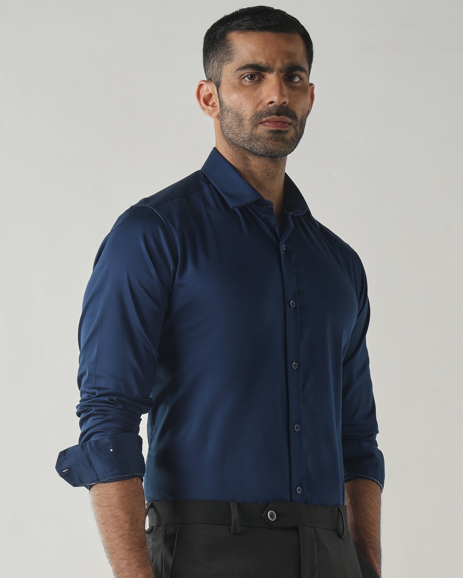 Mid Night Blue Slim fit Fashion Formal Shirts