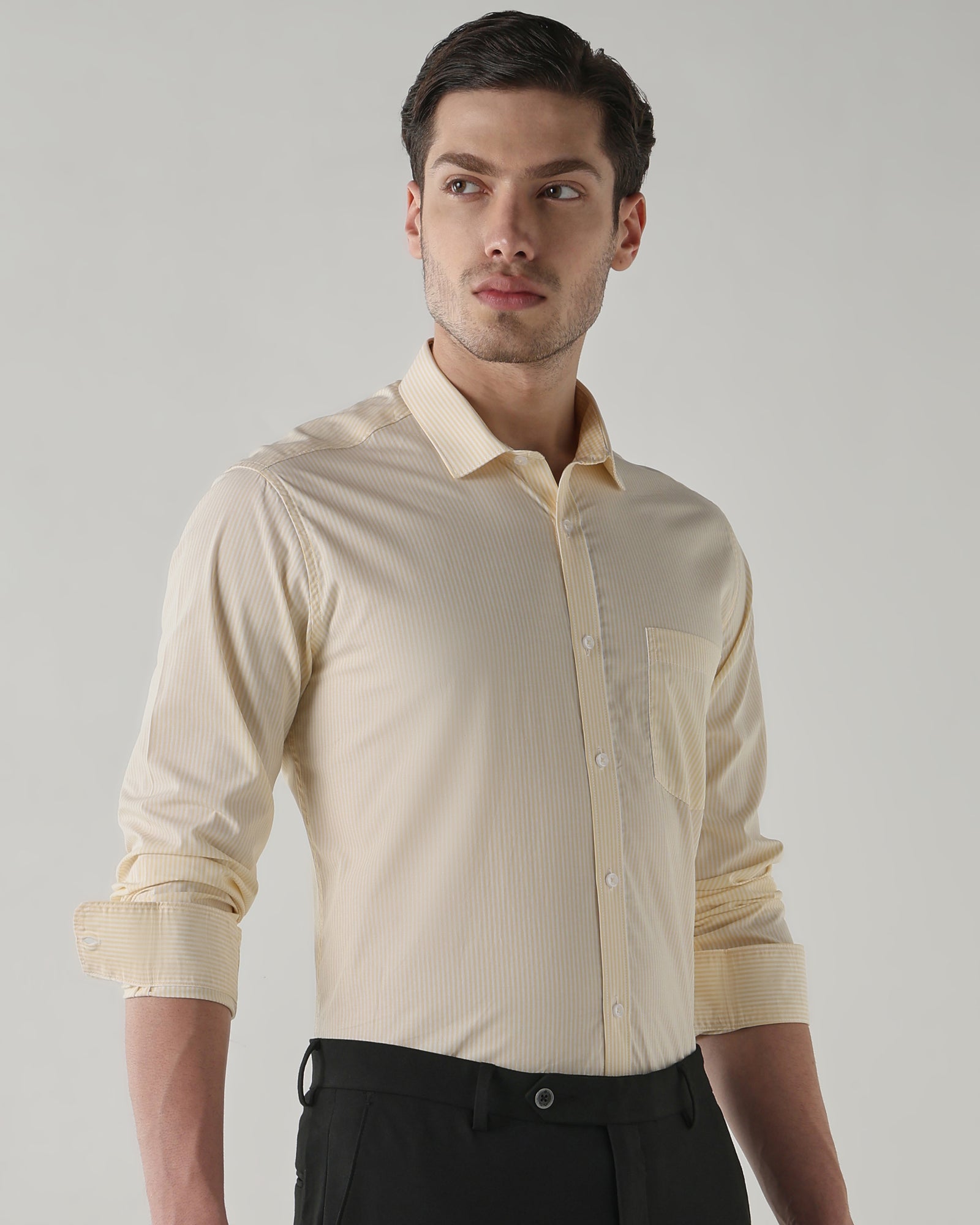 Men Regular Fit Shirt White/Light Yellow