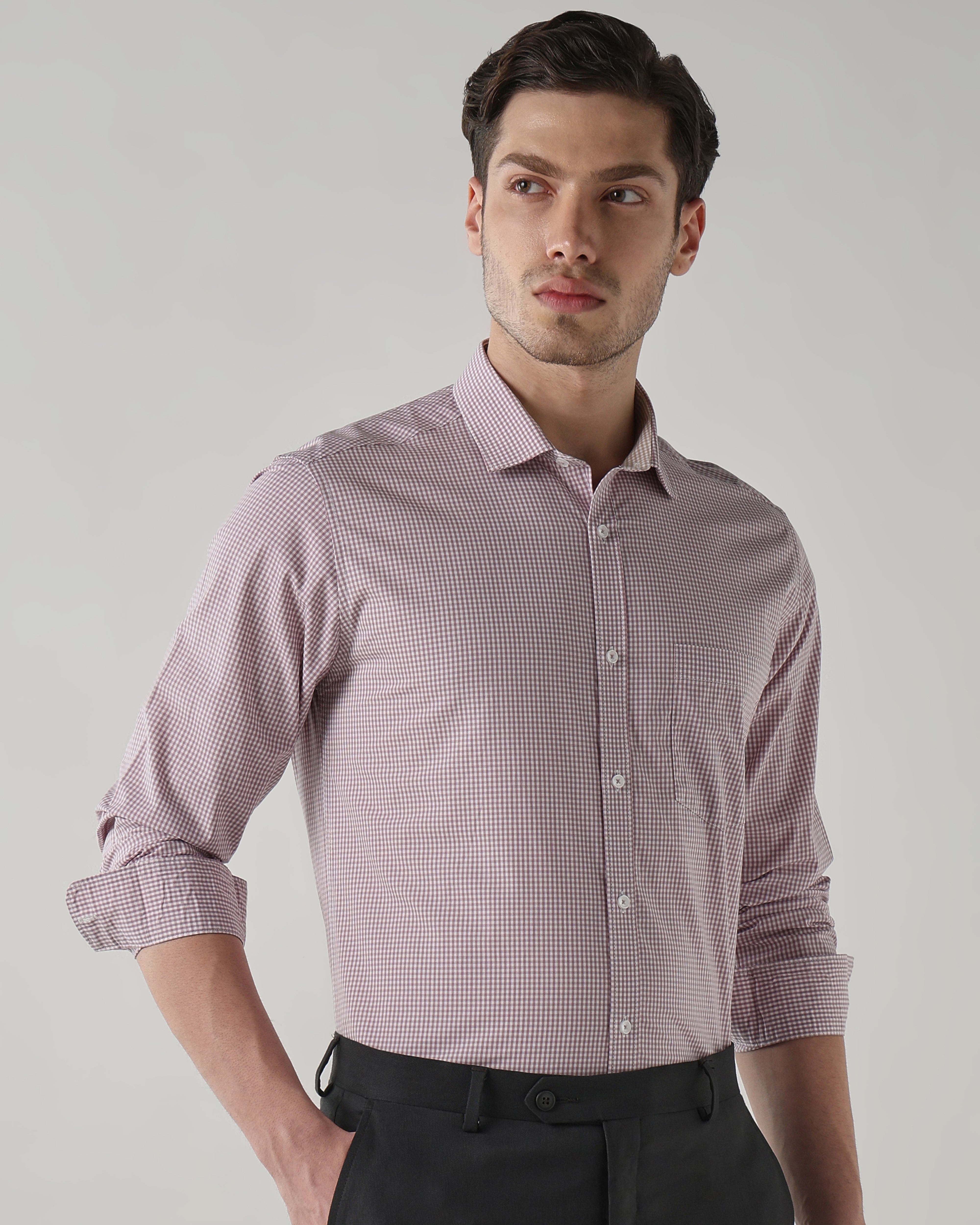 Men Regular Fit Shirt White/Maroon