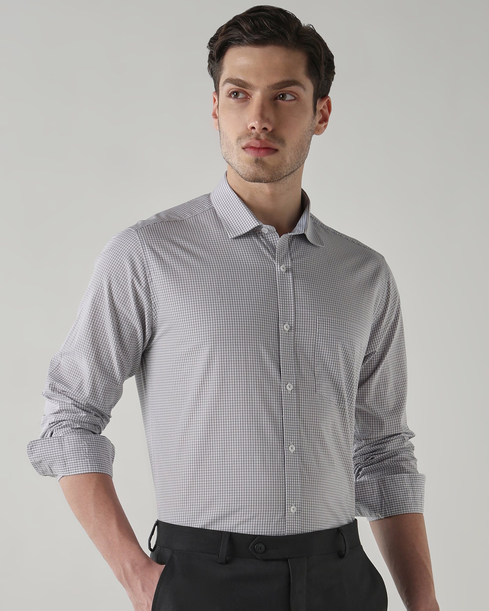 Men Regular Fit Shirt White/Mid Grey