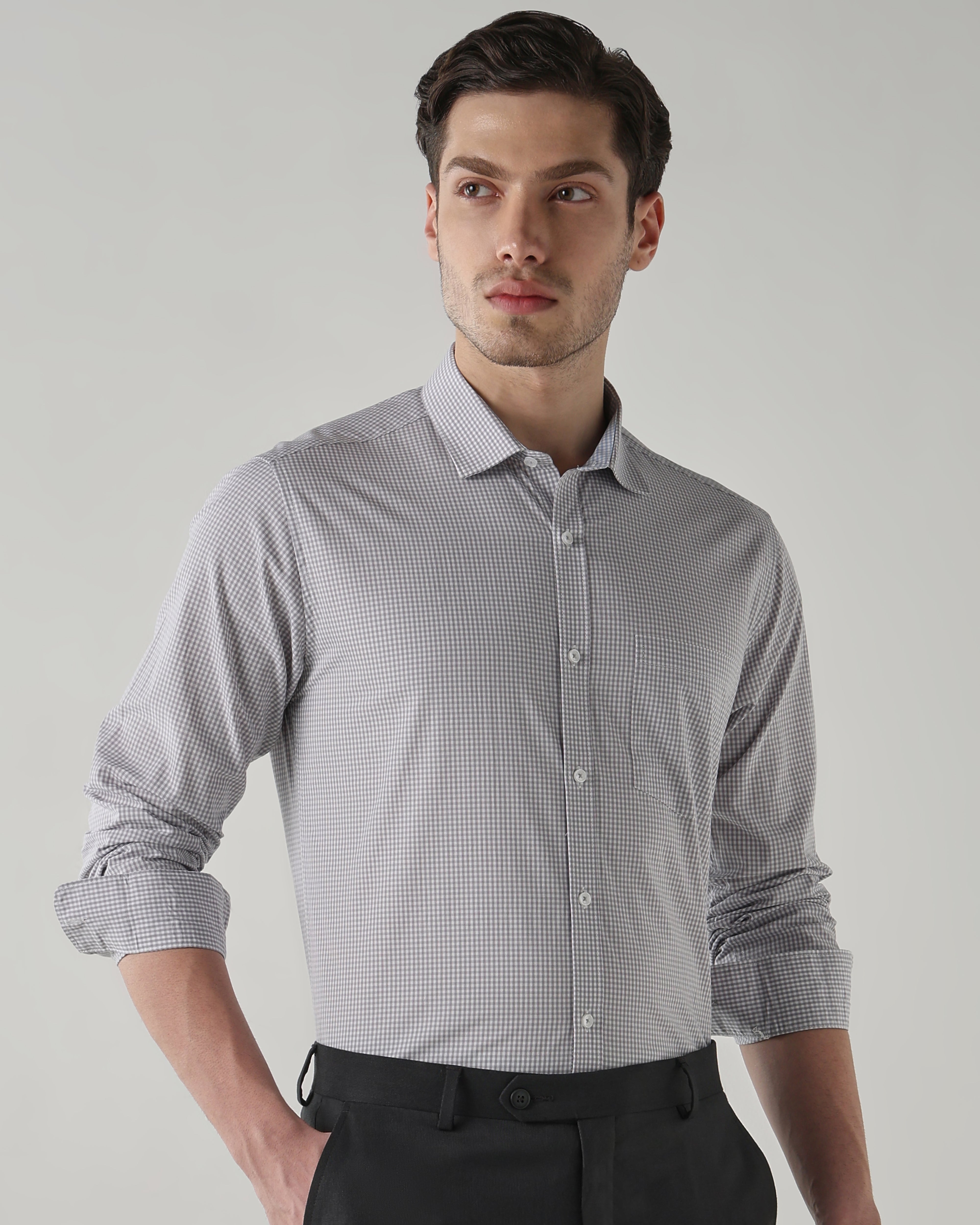 Men Regular Fit Shirt White/Mid Grey