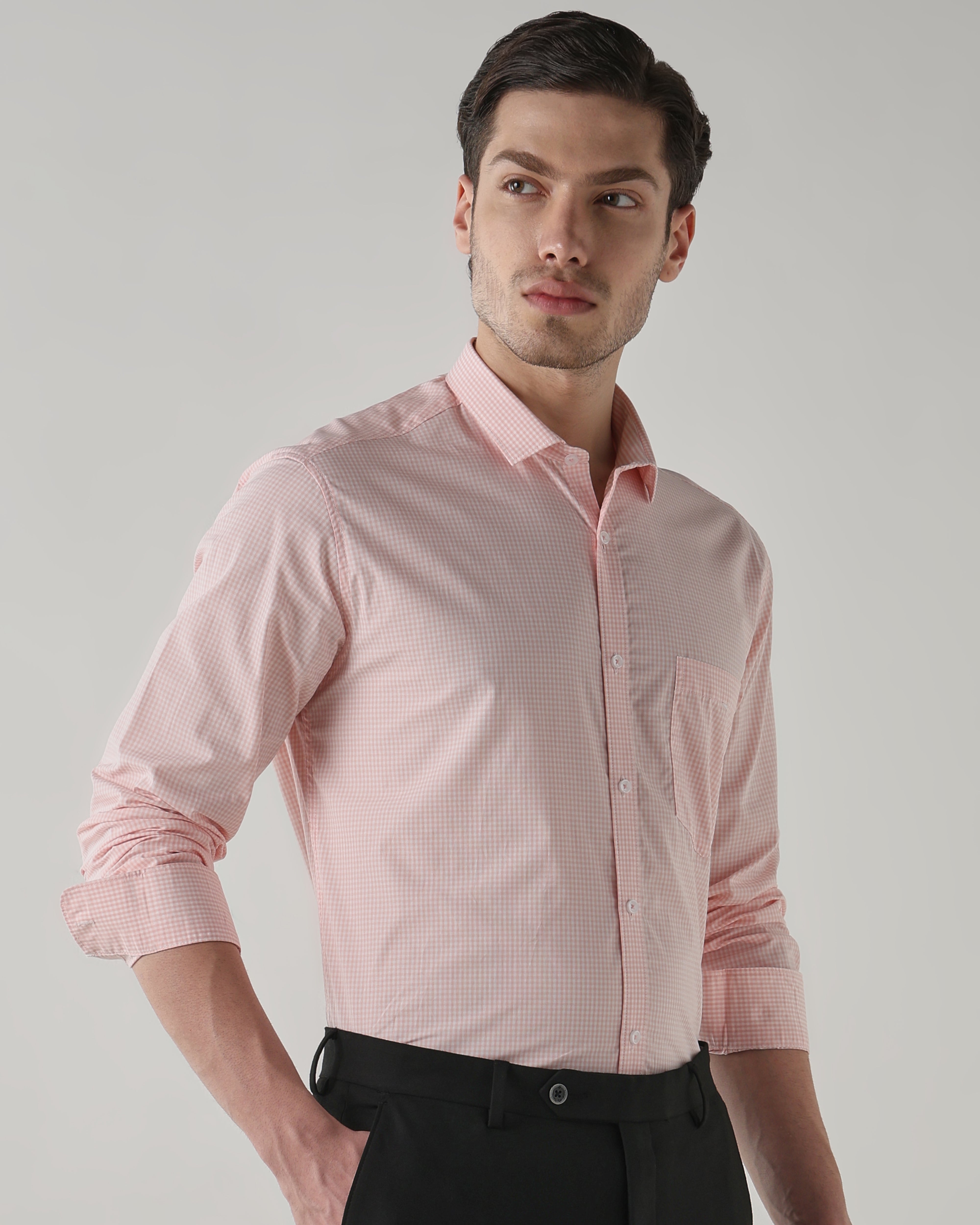 Men Regular Fit Shirt White/Light Orange