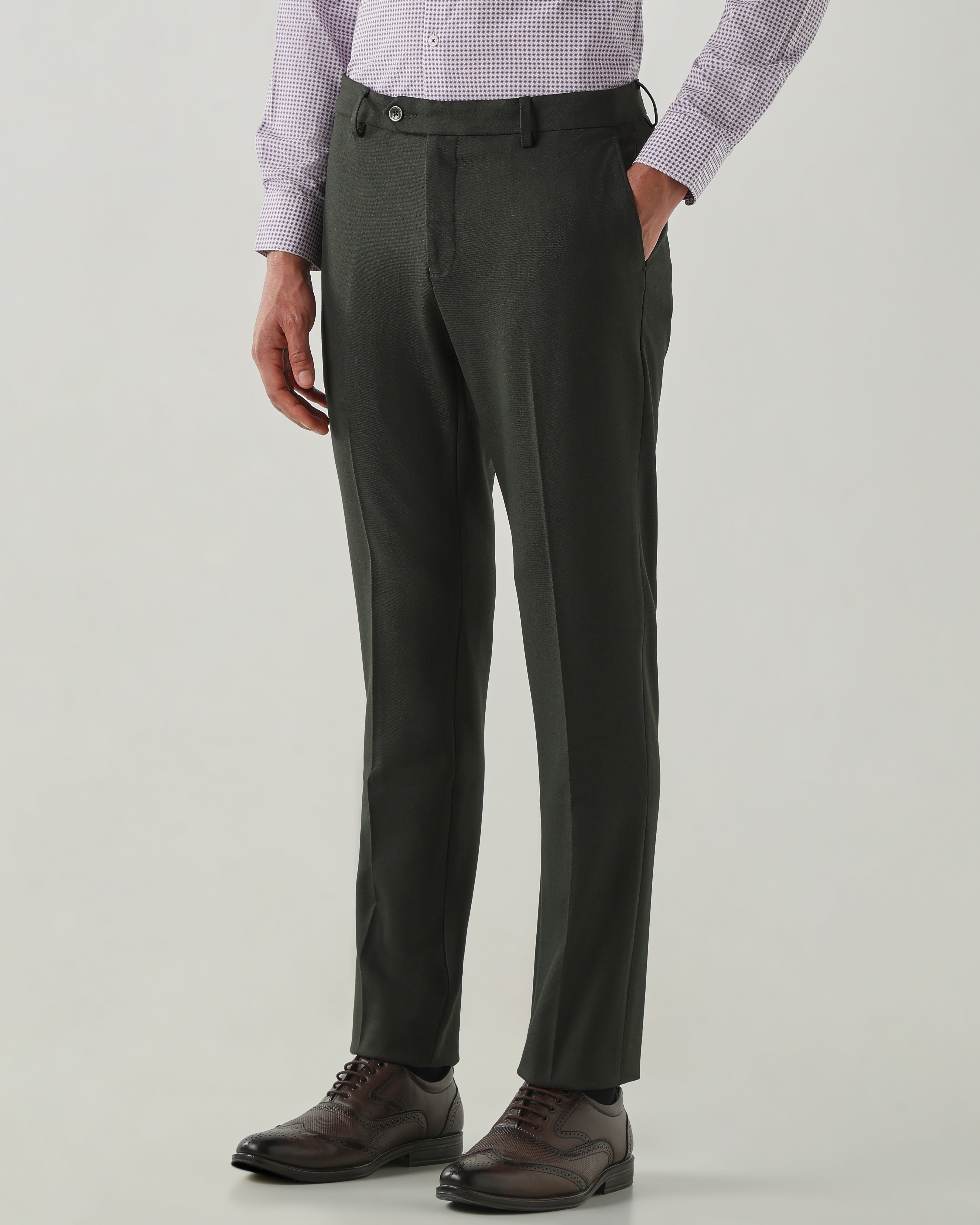 Men Tailor Fit Trousers Green
