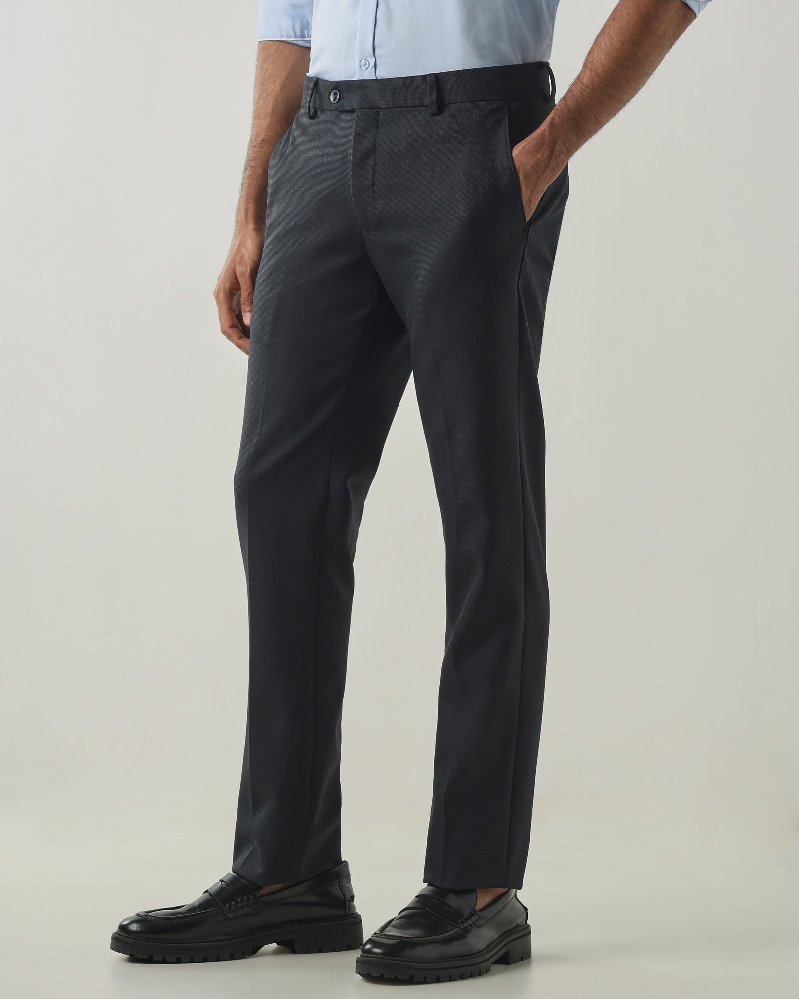 Blue Tailor Fit Fashion Formal Trousers