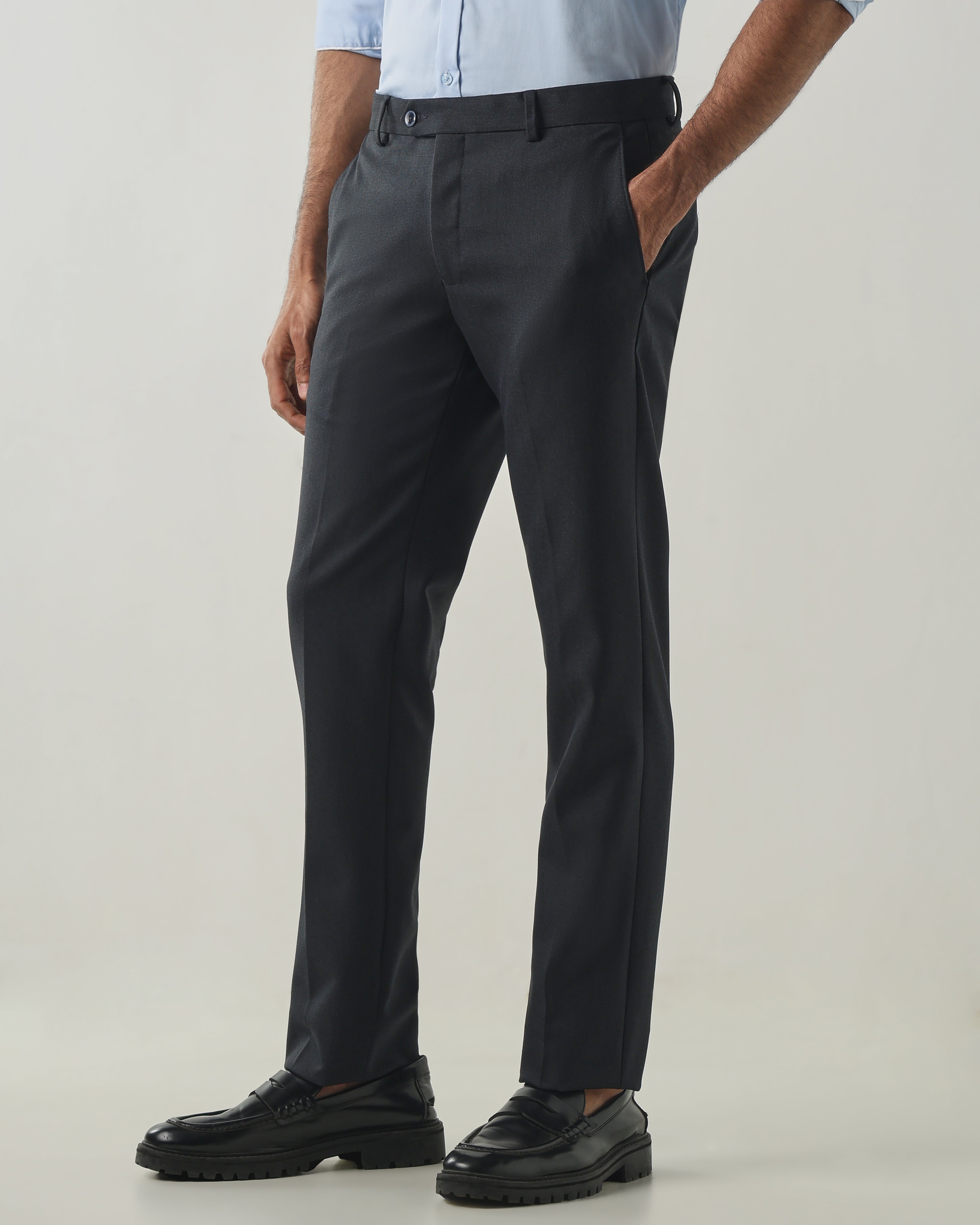 Blue Tailor Fit Fashion Formal Trousers