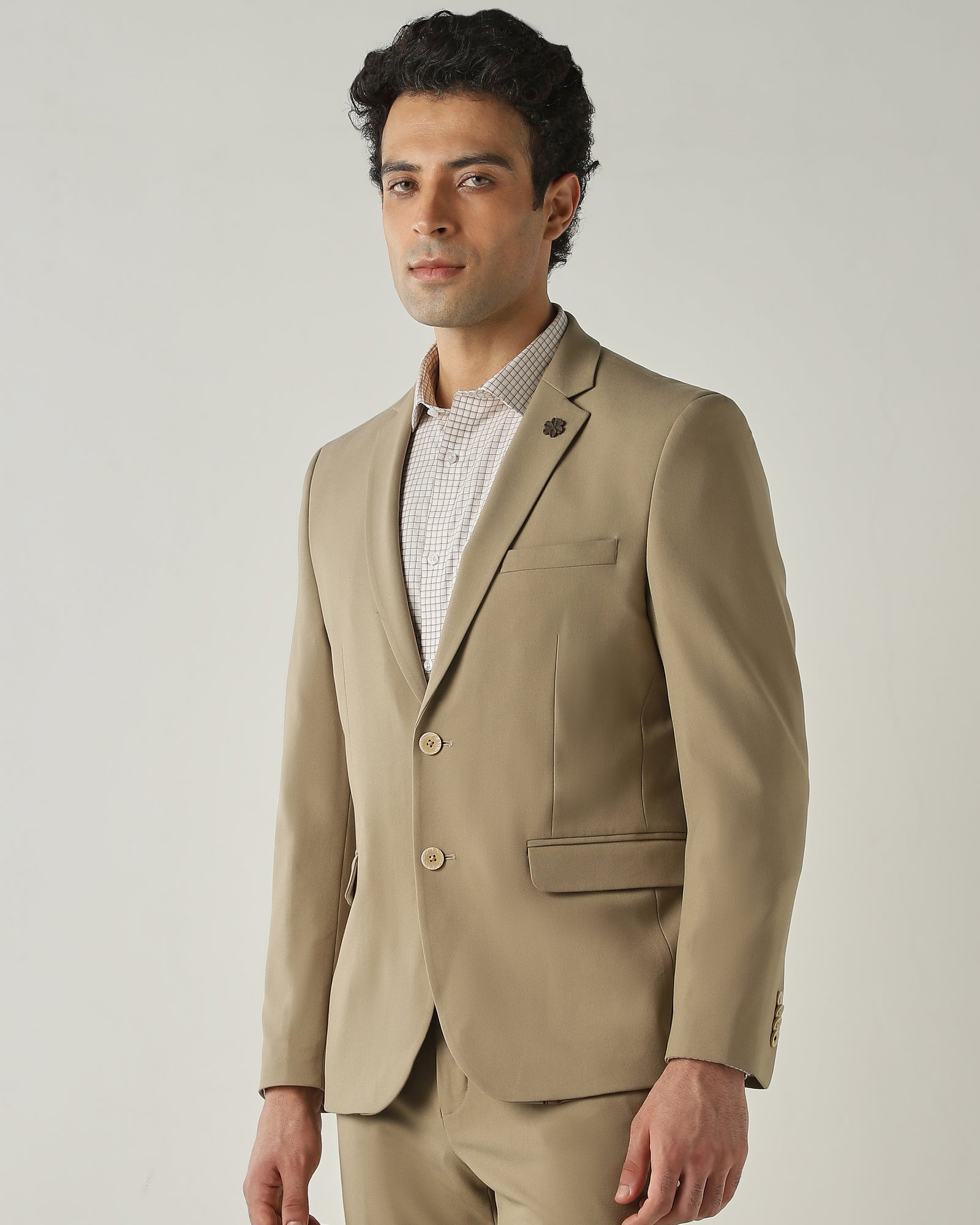 Blazer Beige Tailor Fit Polyviscose
