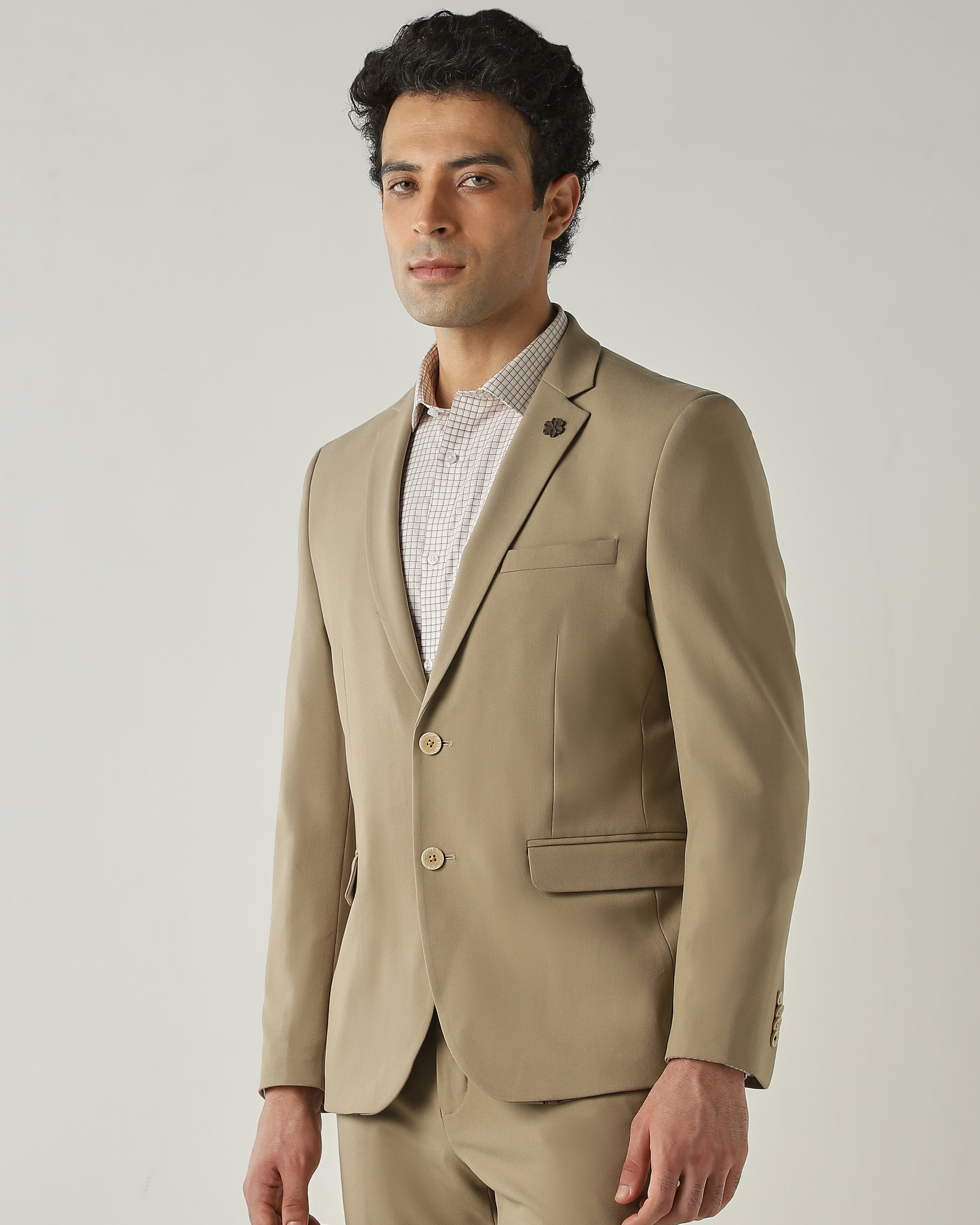 Blazer Beige Tailor Fit Polyviscose