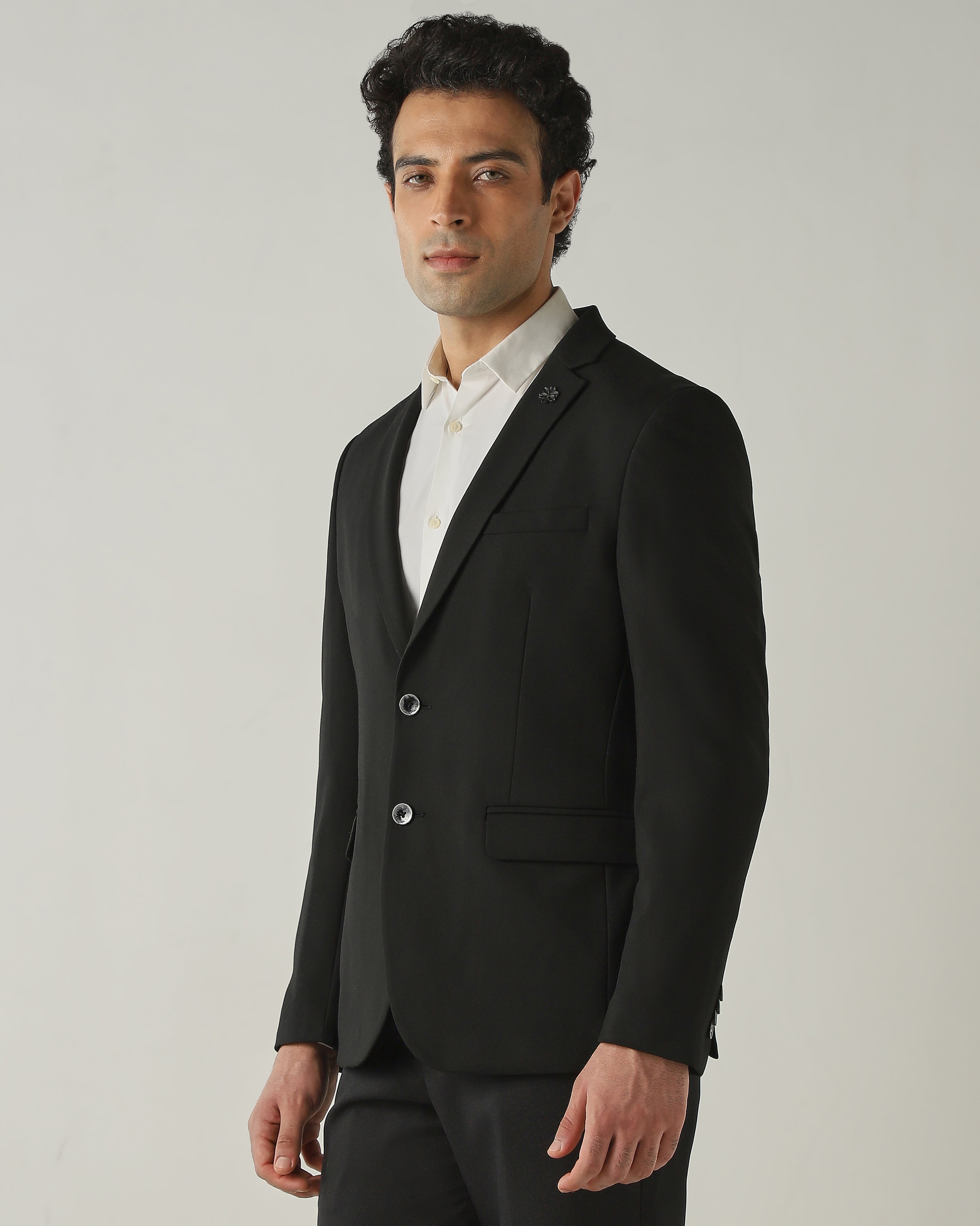 Blazer Black Tailor Fit Polyviscose