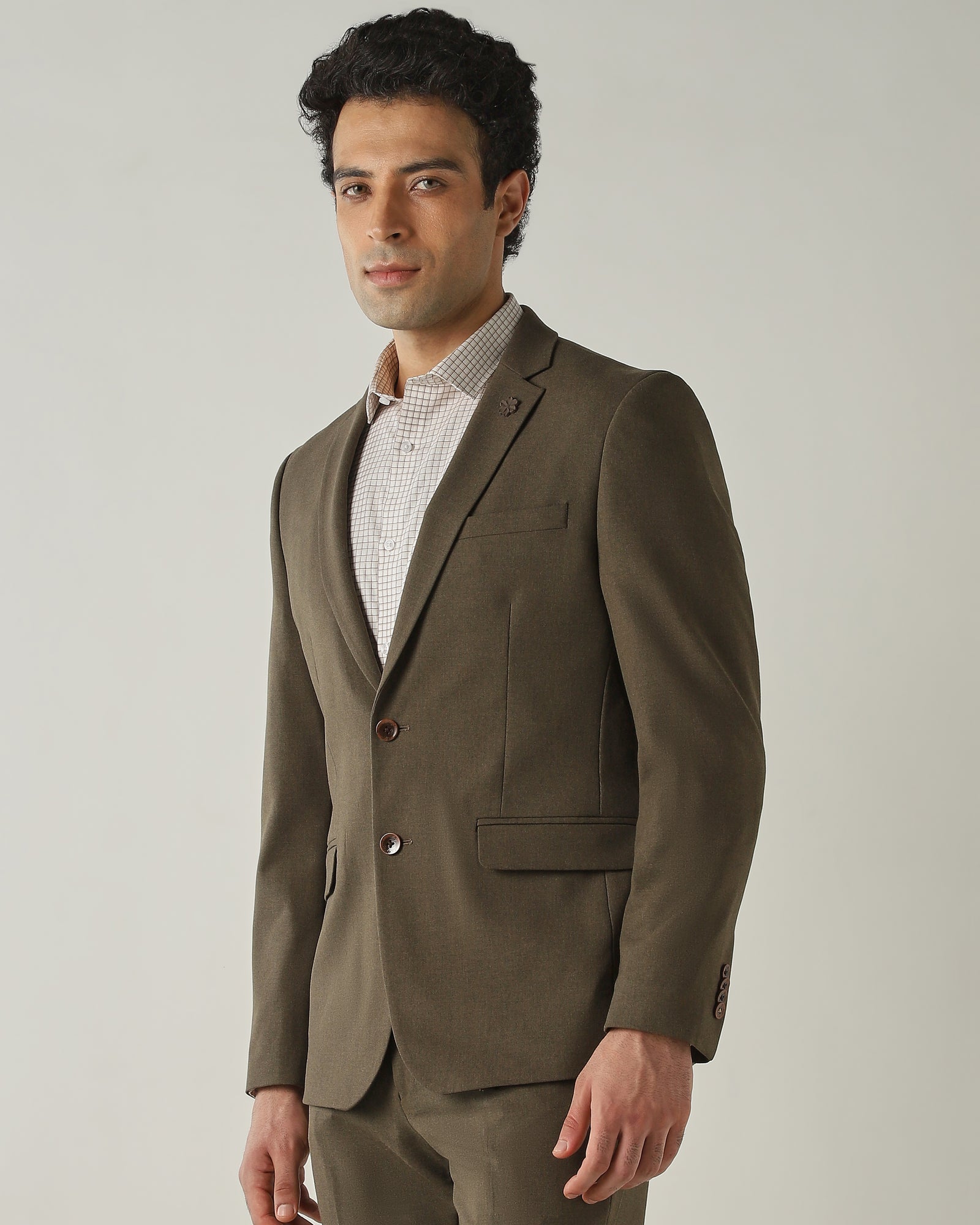 Blazer Khaki Tailor Fit Polyviscose