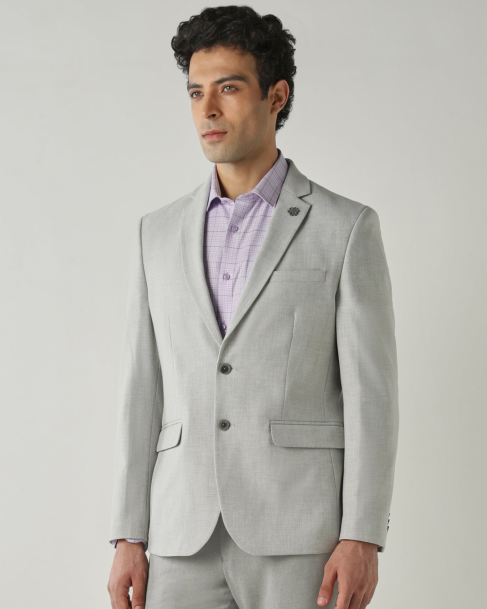 Blazer Lt Grey Tailor Fit Polyviscose