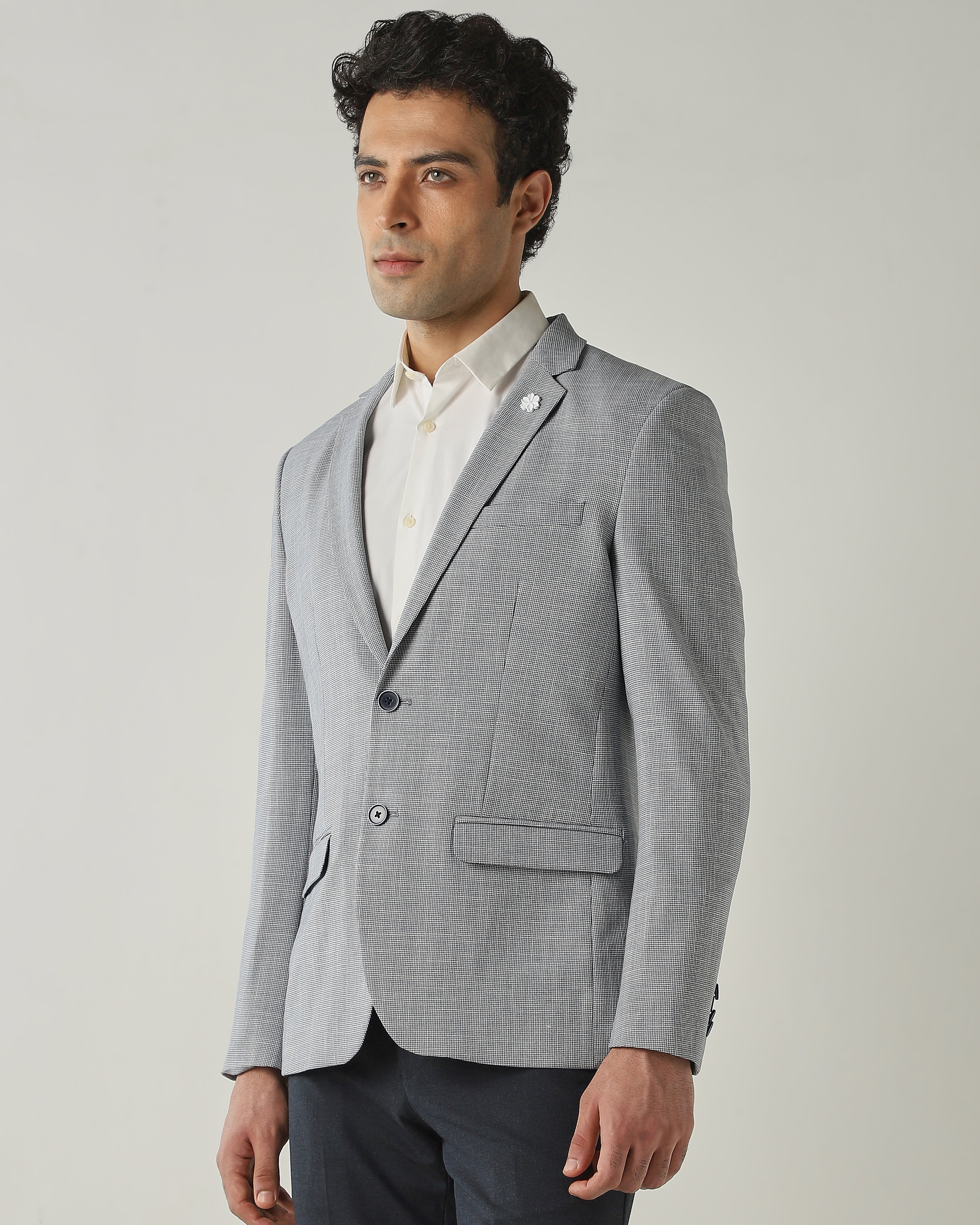 Blazer Blue Slim Fit Polyviscose