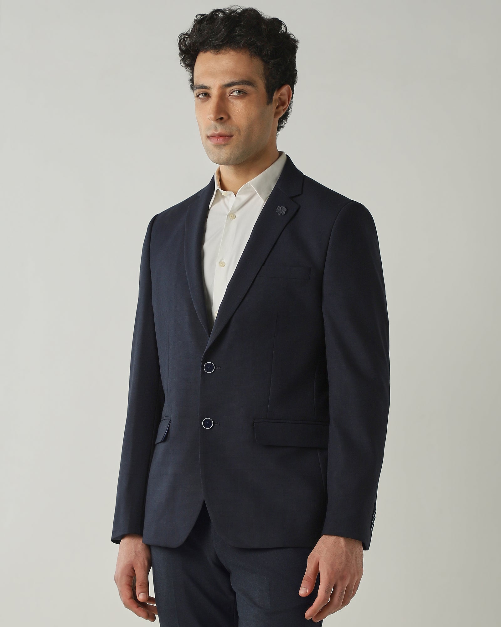 Blazer Navy Regular Fit Polyviscose
