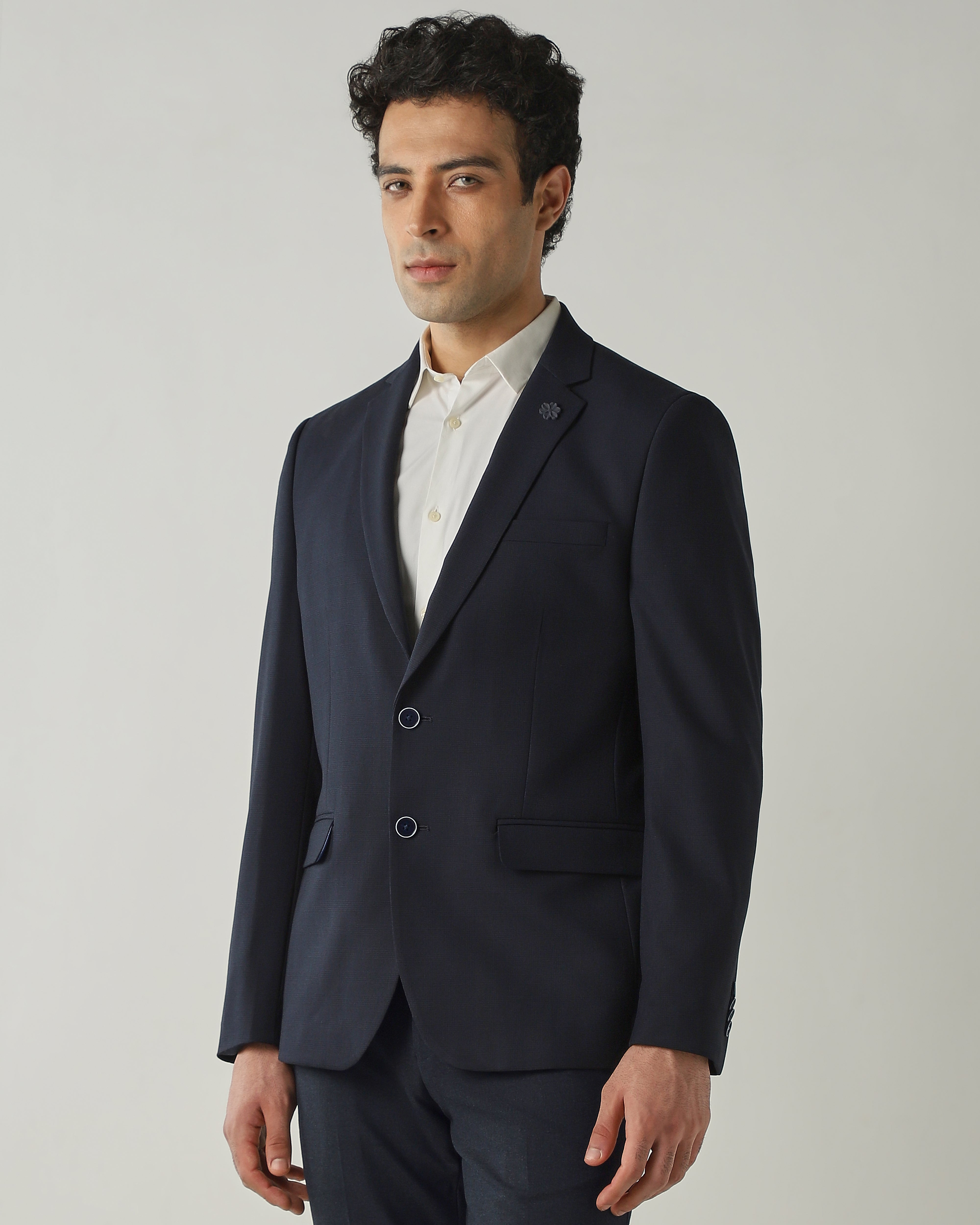 Blazer Navy Regular Fit Polyviscose