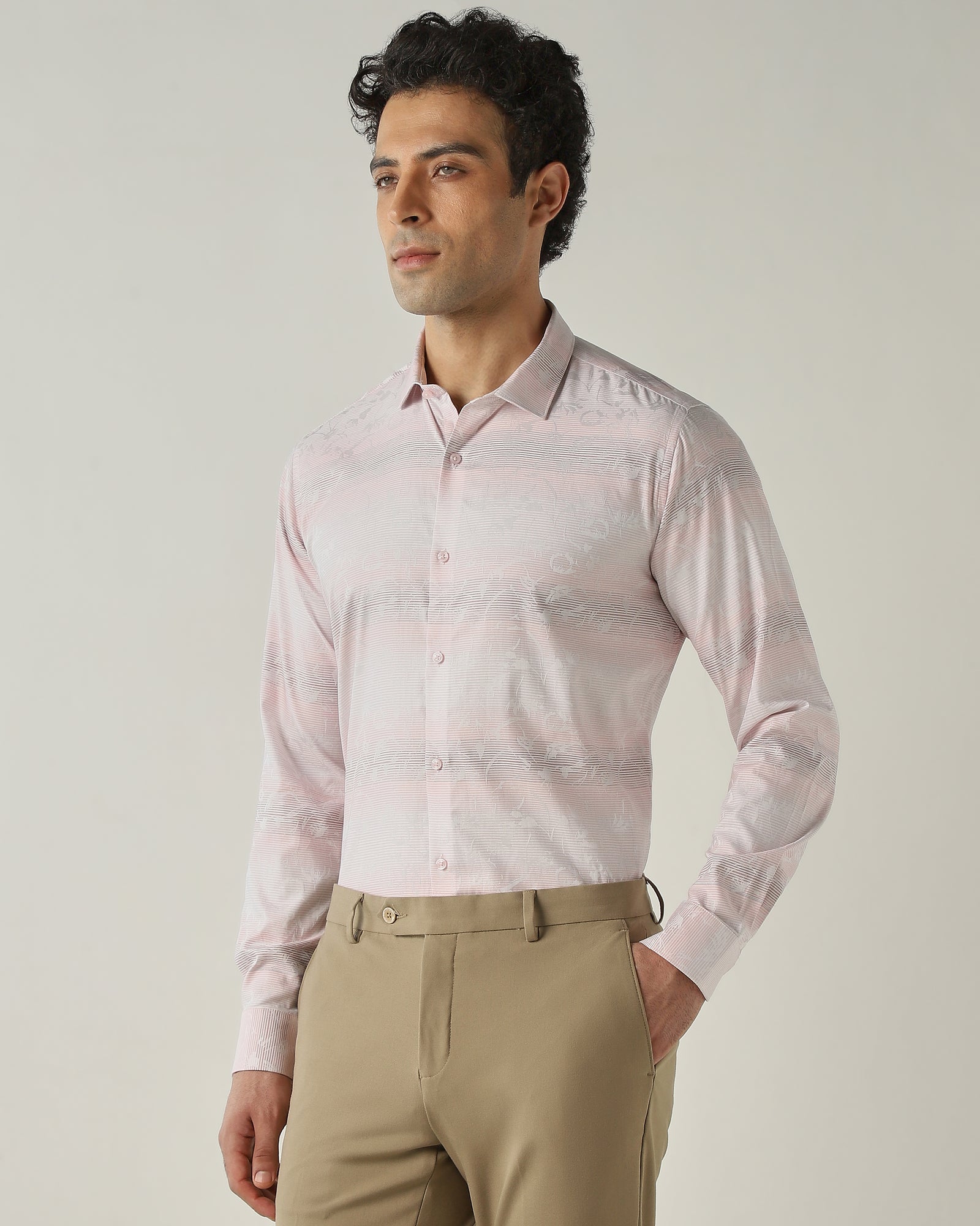 Shirt Pink Slim Fit 100% Cotton