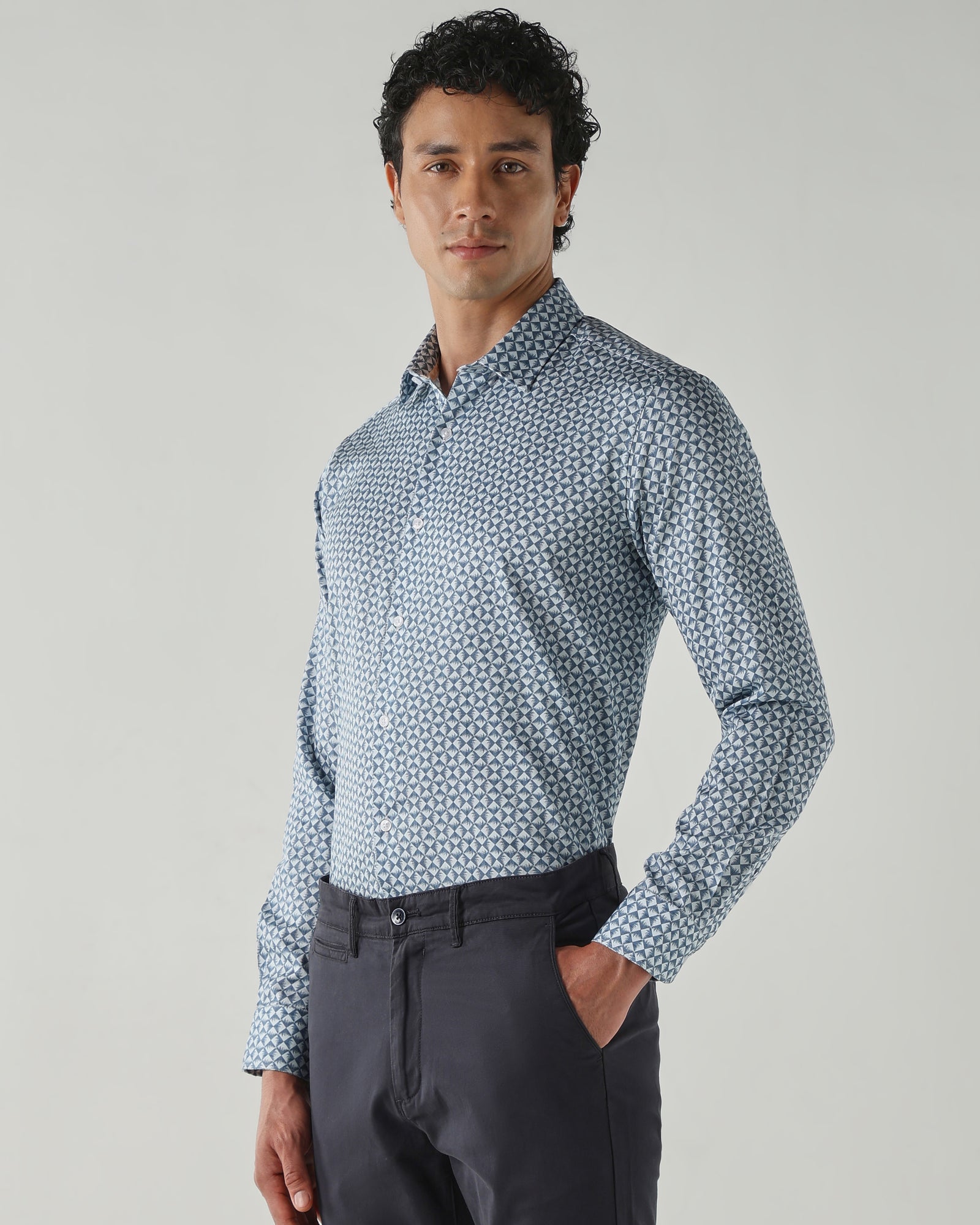 Men Slim Fit Shirts Sky Blue