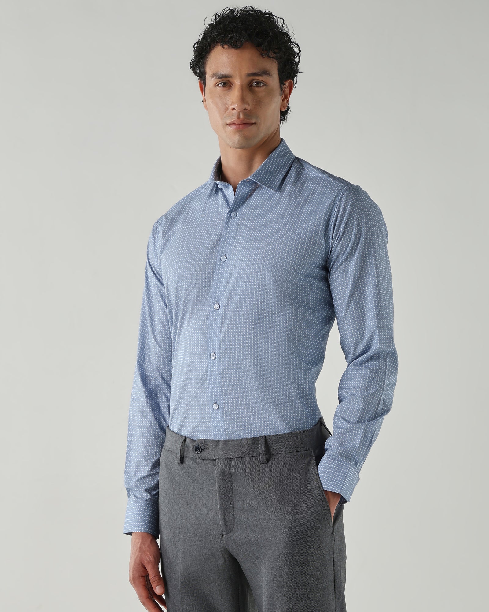 Men Slim Fit Shirts Blue