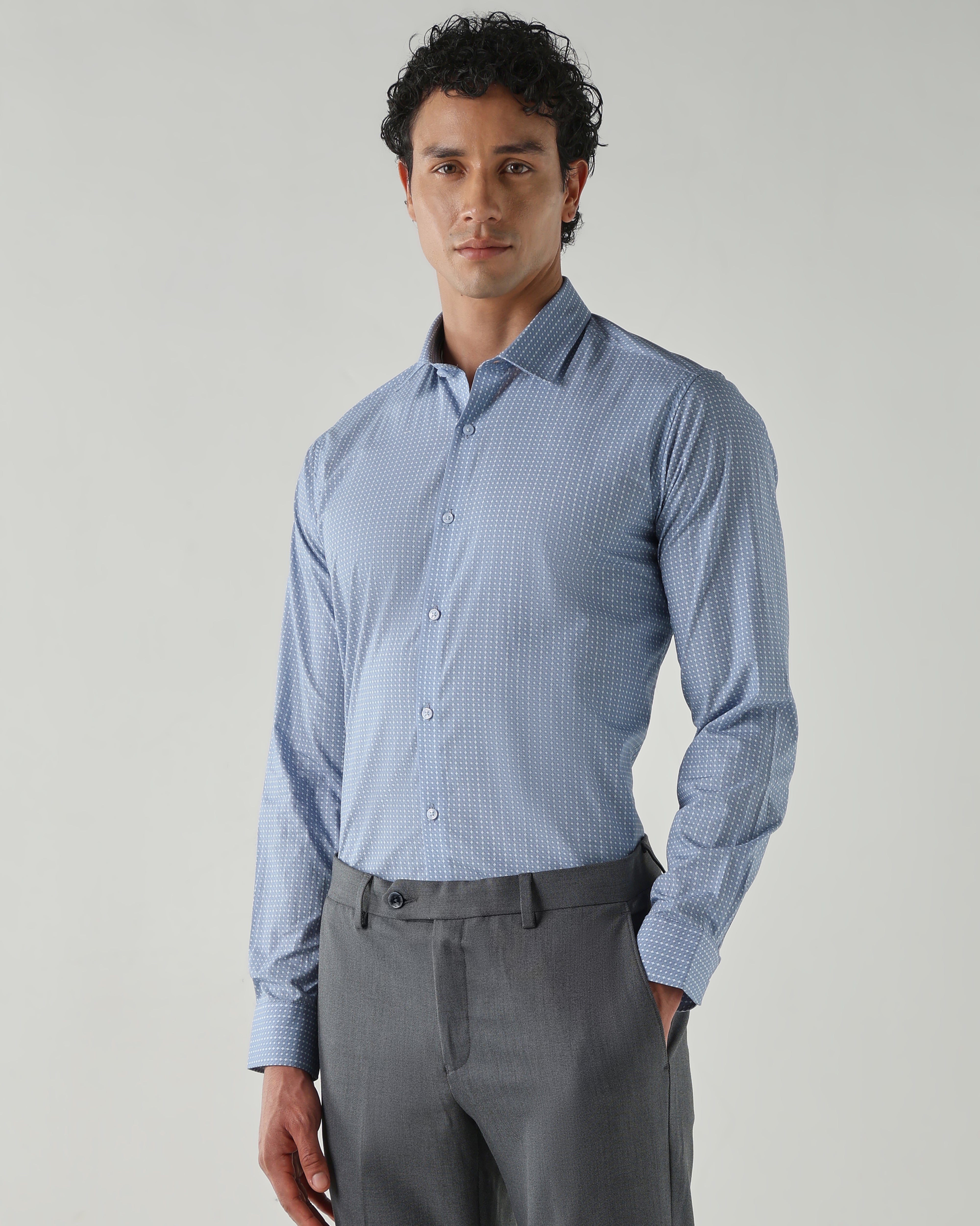 Men Slim Fit Shirts Blue
