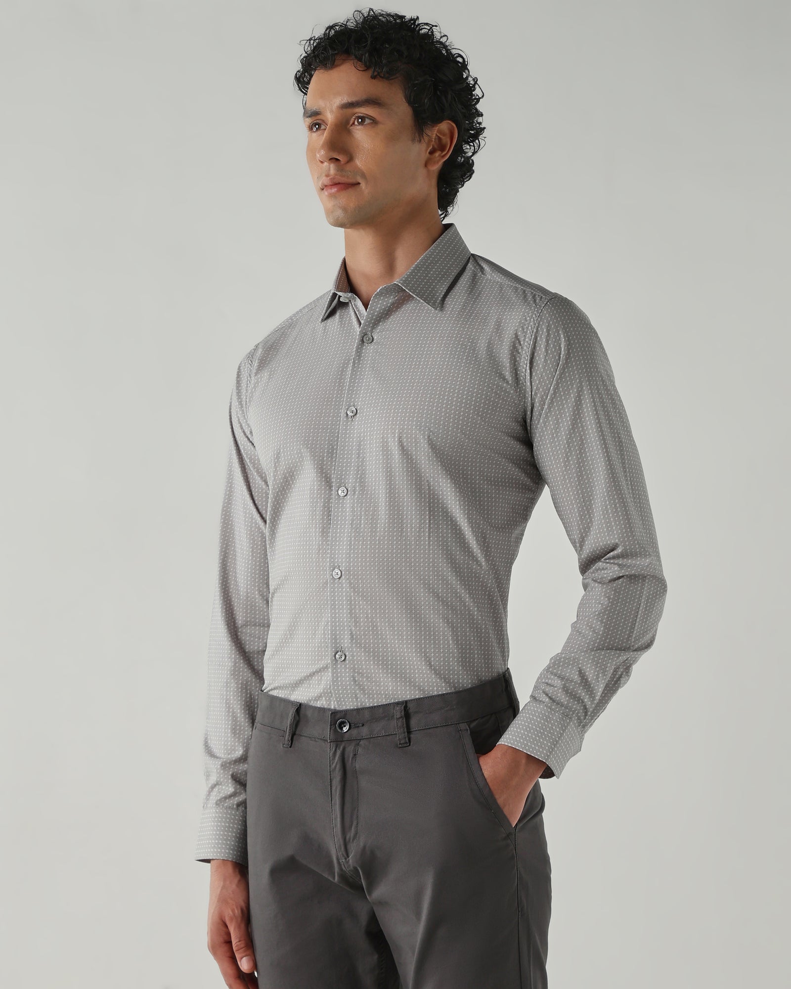 Men Slim Fit Shirts Grey