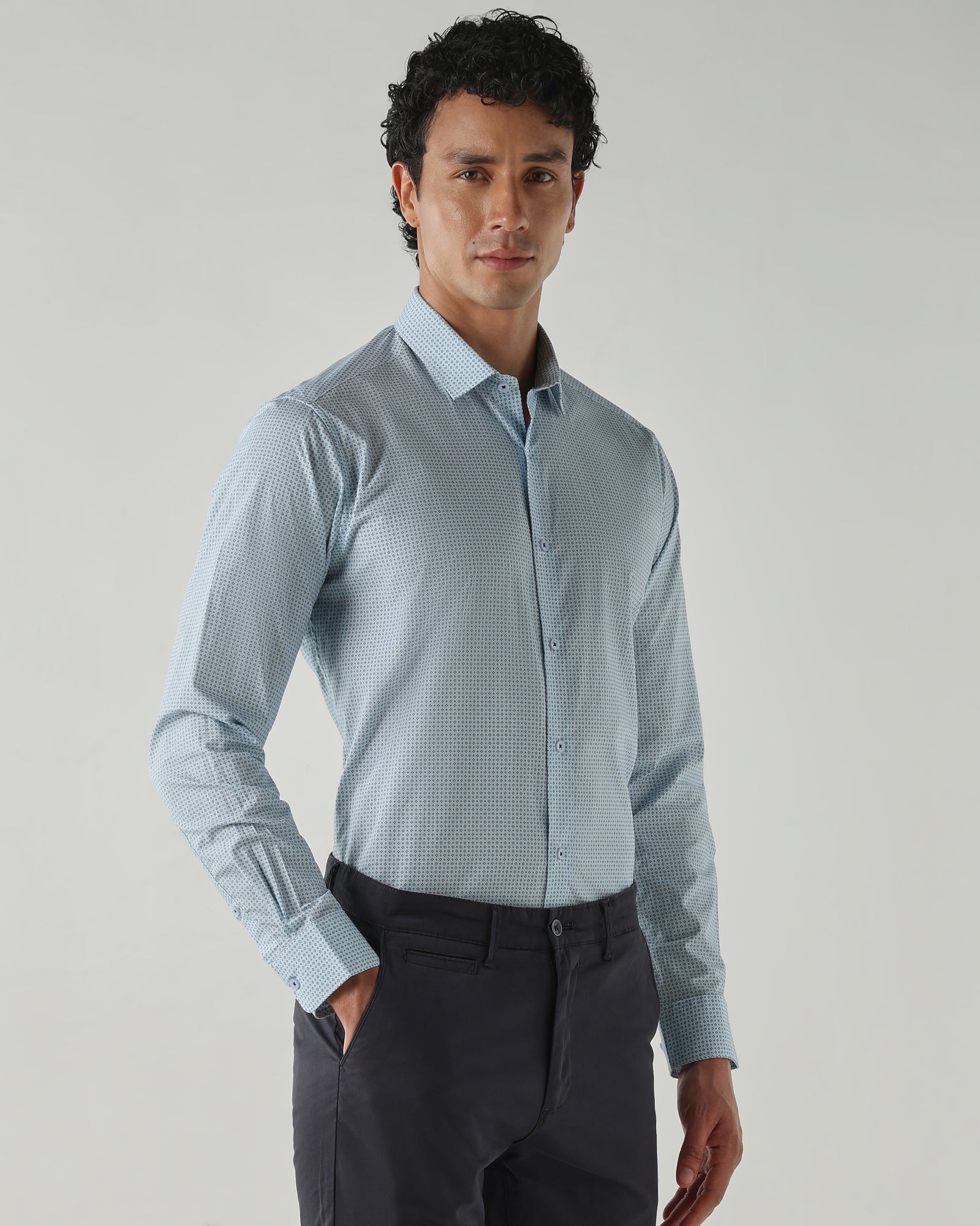 Men Slim Fit Shirts Sky Blue