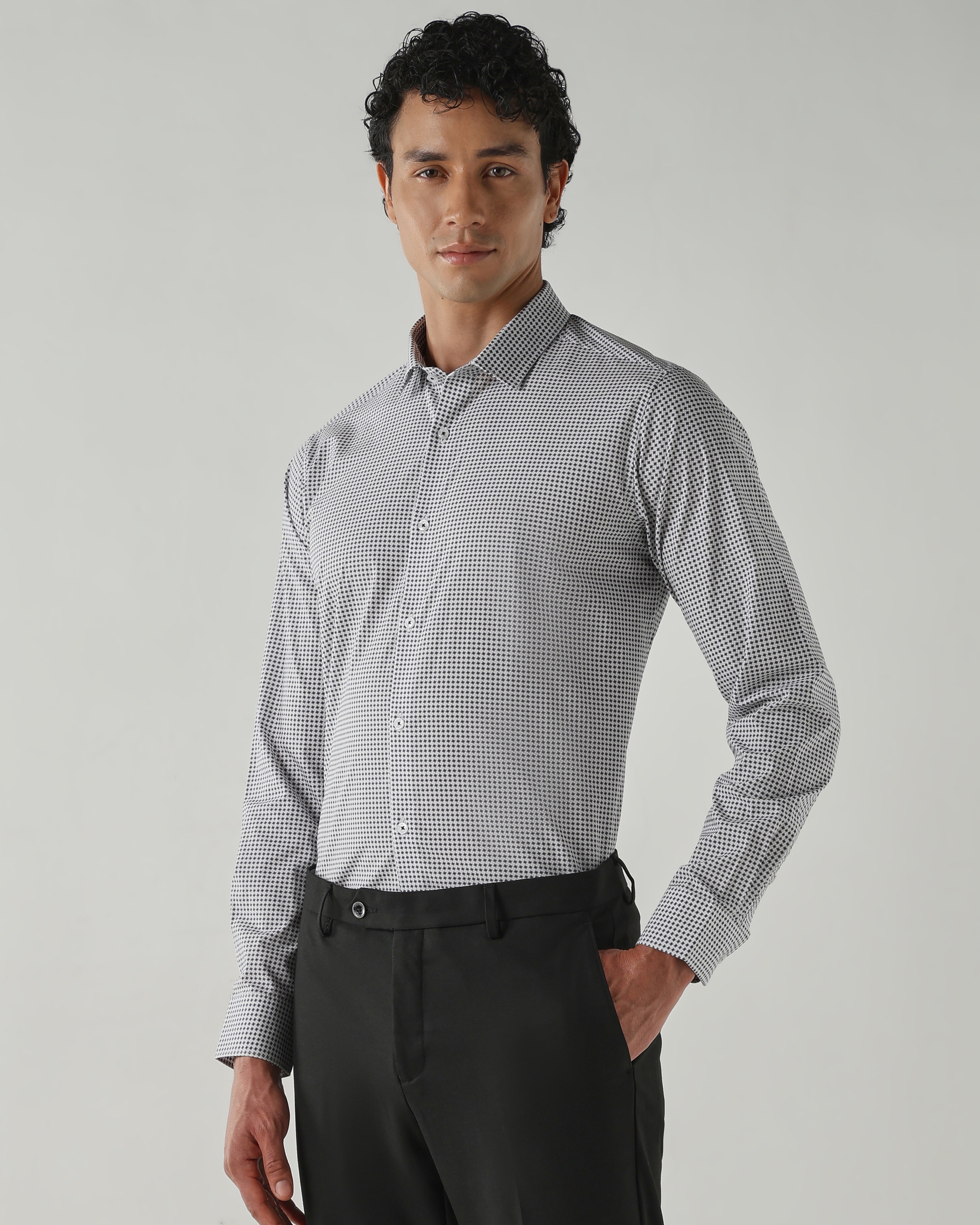Men Slim Fit Shirts Black