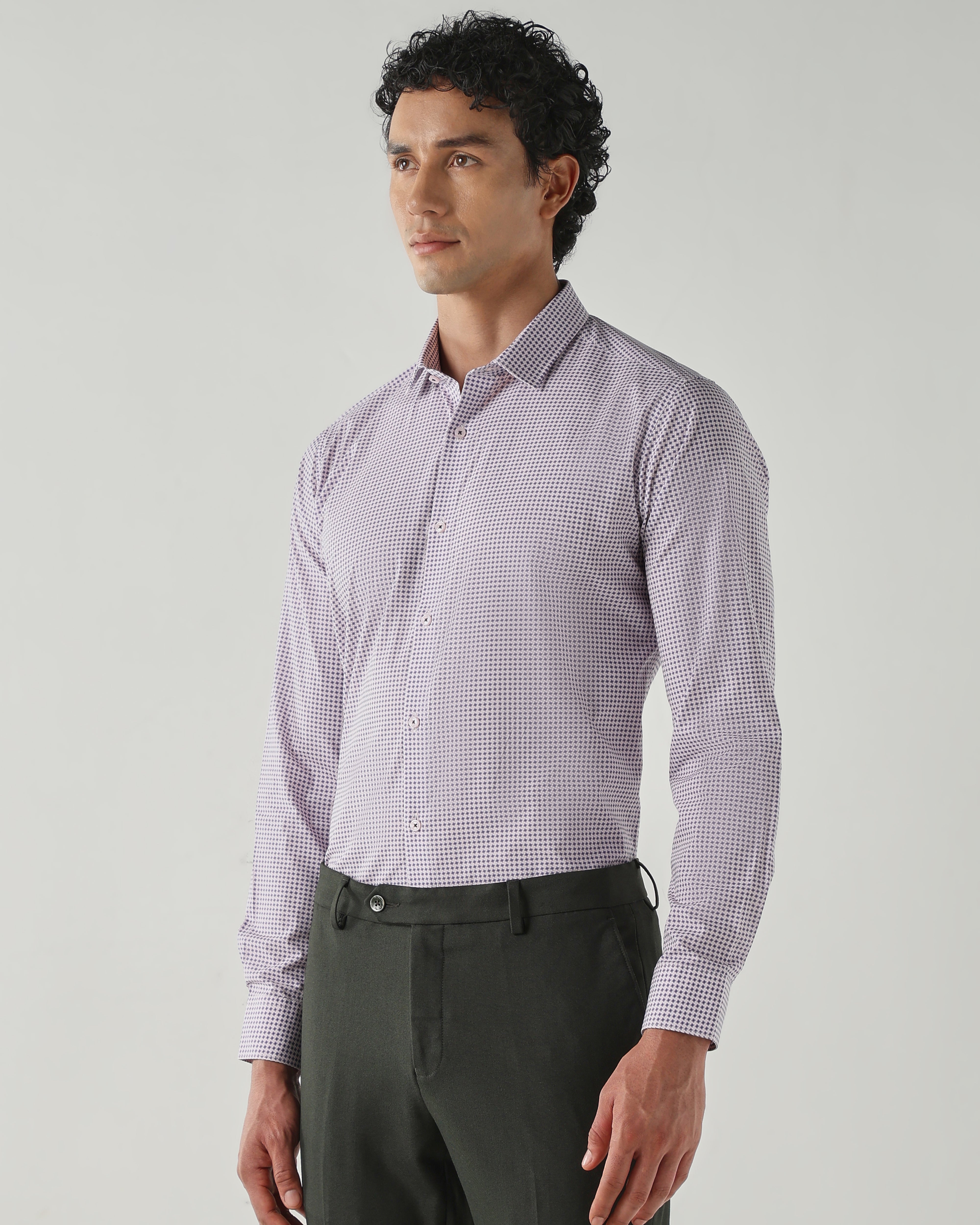 Men Slim Fit Shirts Purple