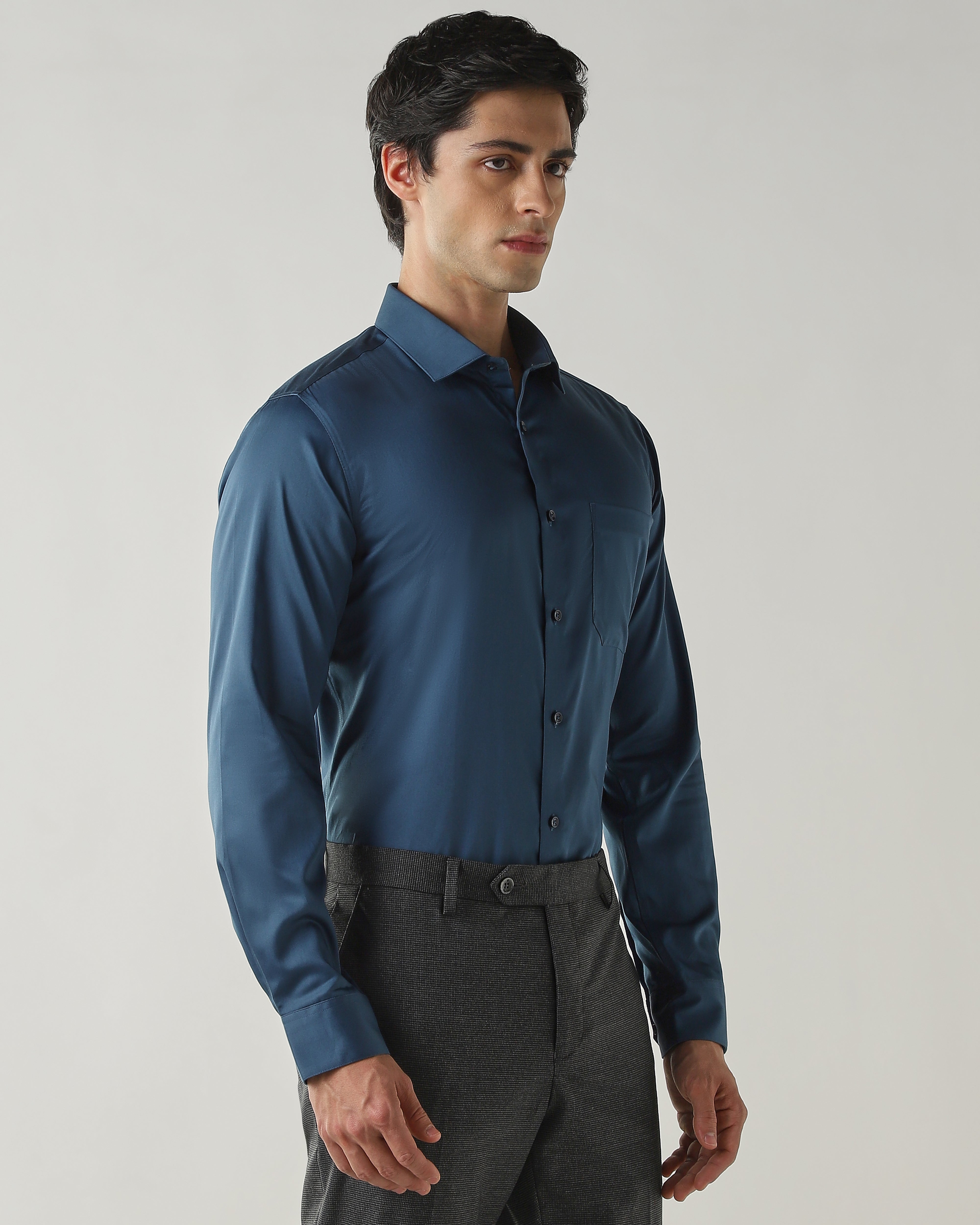 Slim Fit Shirt Teal Blue