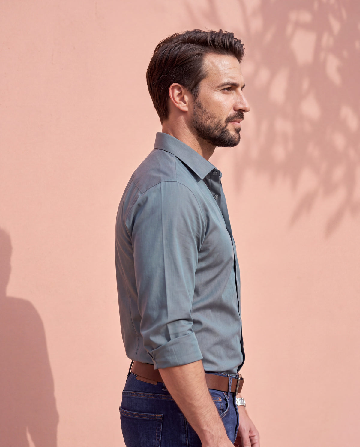 Men's Pure Cotton Solid Slim Fit Full Sleeve Formal Shirt - Grey