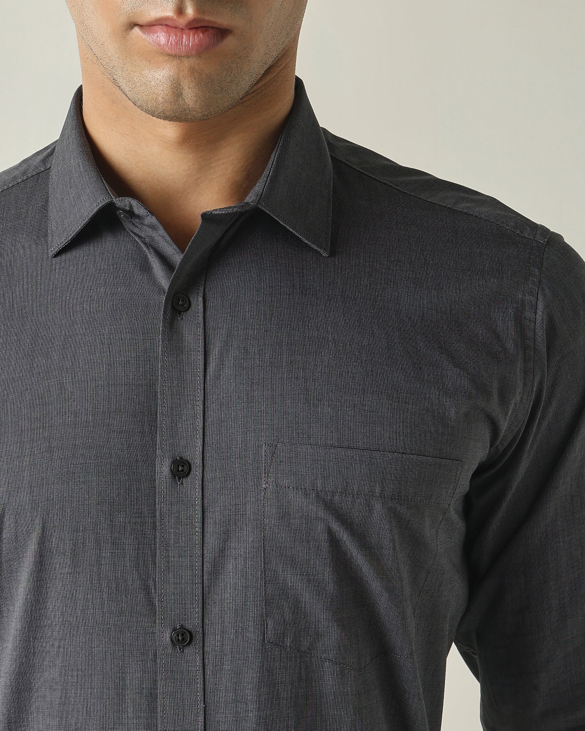 Men's Pure Cotton Fil-A-Fil Slim Fit Full Sleeve Formal Shirt - Black