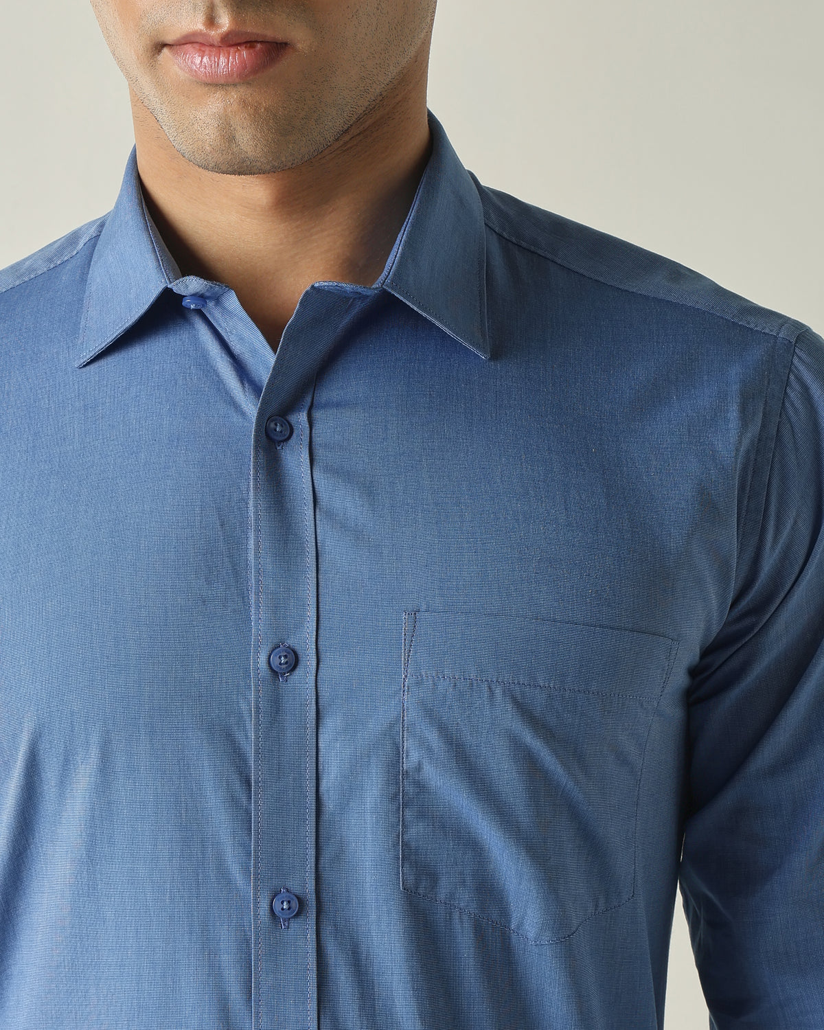 Men's Pure Cotton Fil-A-Fil Slim Fit Full Sleeve Formal Shirt - Dark Blue