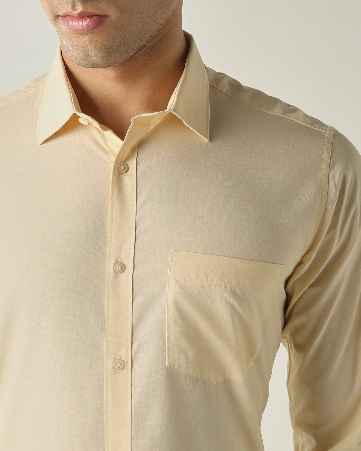 Men's Pure Cotton Fil-A-Fil Slim Fit Full Sleeve Formal Shirt - Yellow